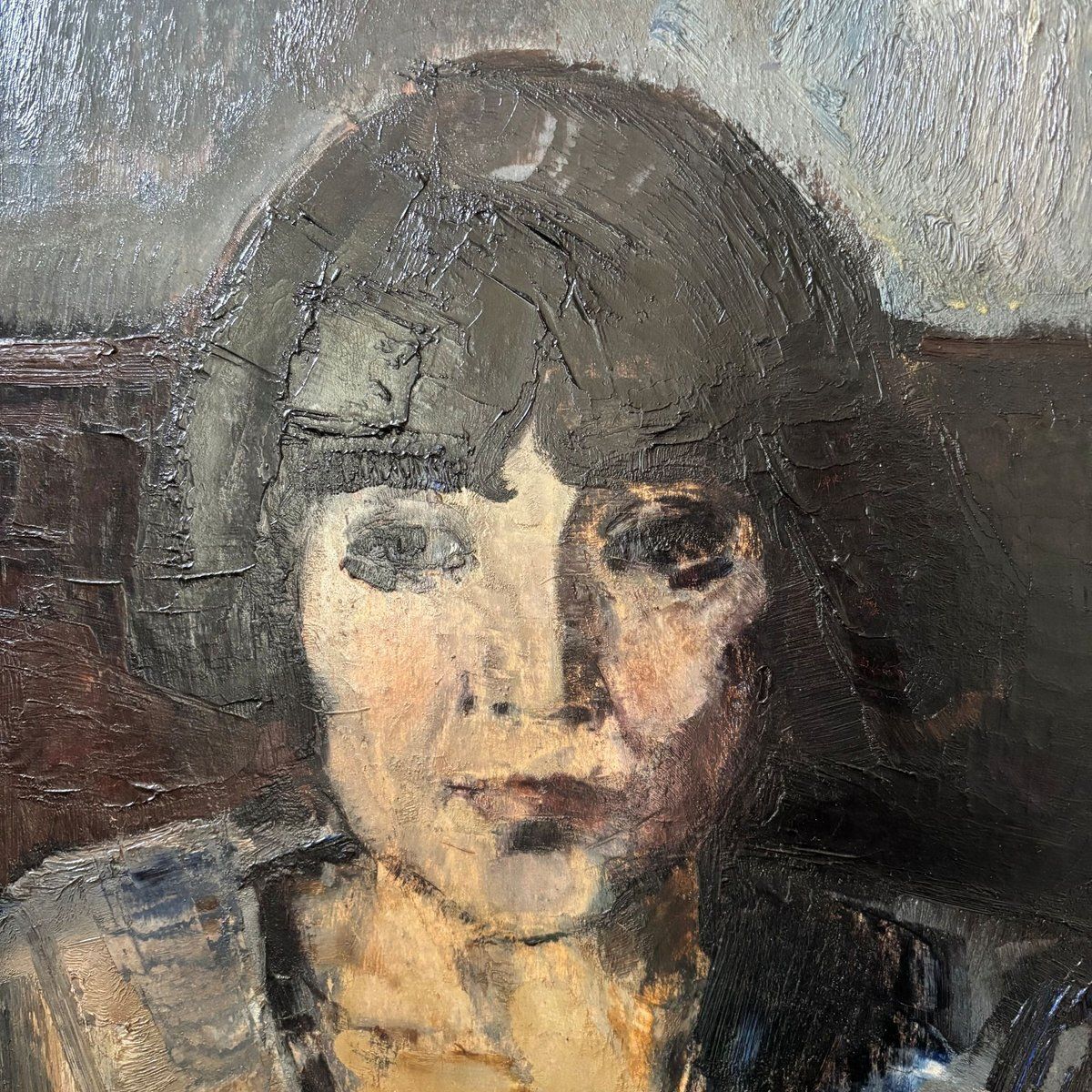 photo furniture Arnout Colnot, Portrait Of A Woman, Verso: Resting Boys, Oil On Board, 1960s, Framed