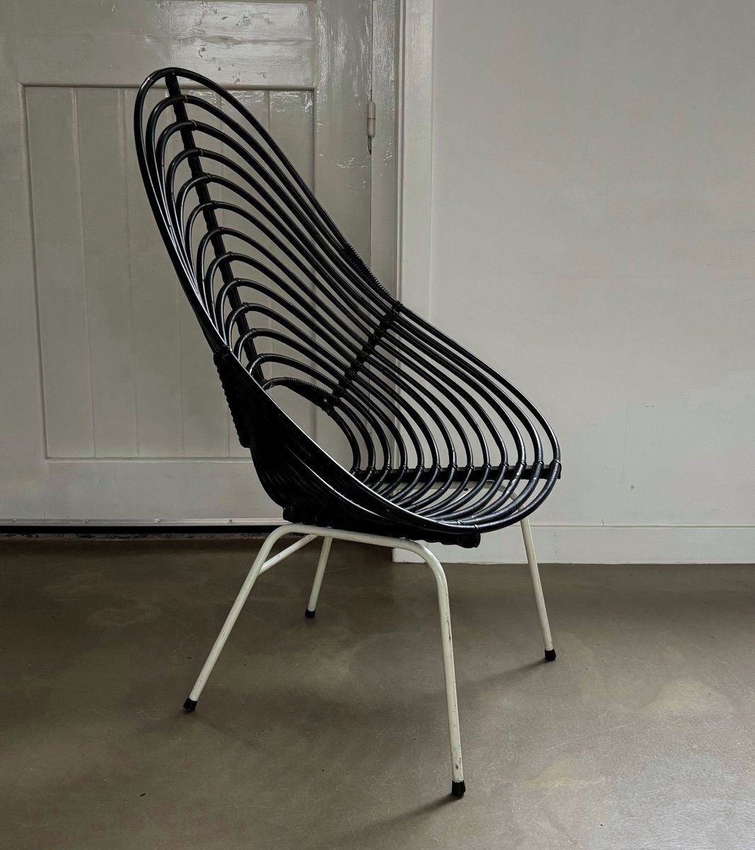 Blackened Rattan Lounge Chair By H. Broekhuizen For Rohé Noordwolde, The Netherlands, 1960s photo furniture