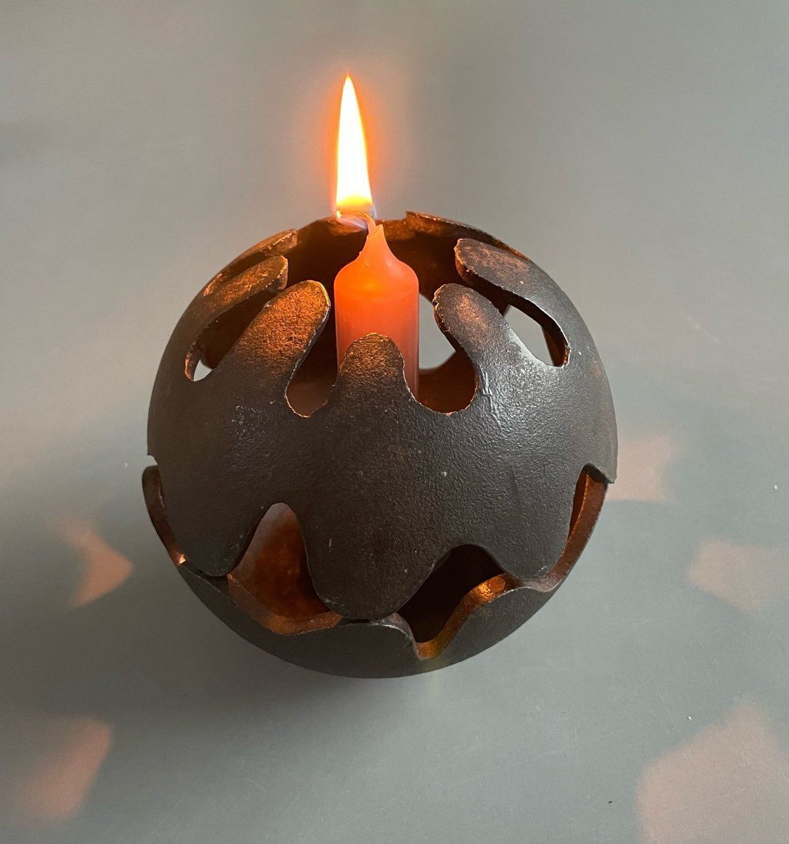 Cast Iron Pumpkin Candleholder By Christel & Christer Holmgren For Illums Bilighus, Denmark, 1960s photo vinterior