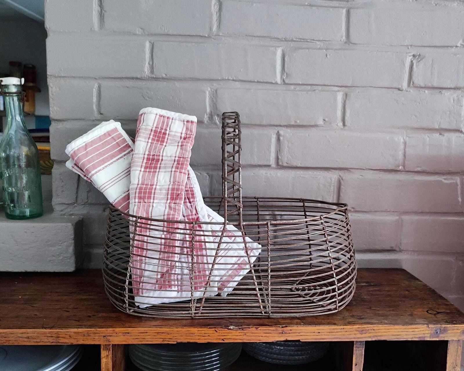 Panier de récolte en fil de fer, panier de jardin, style rustique campagnard