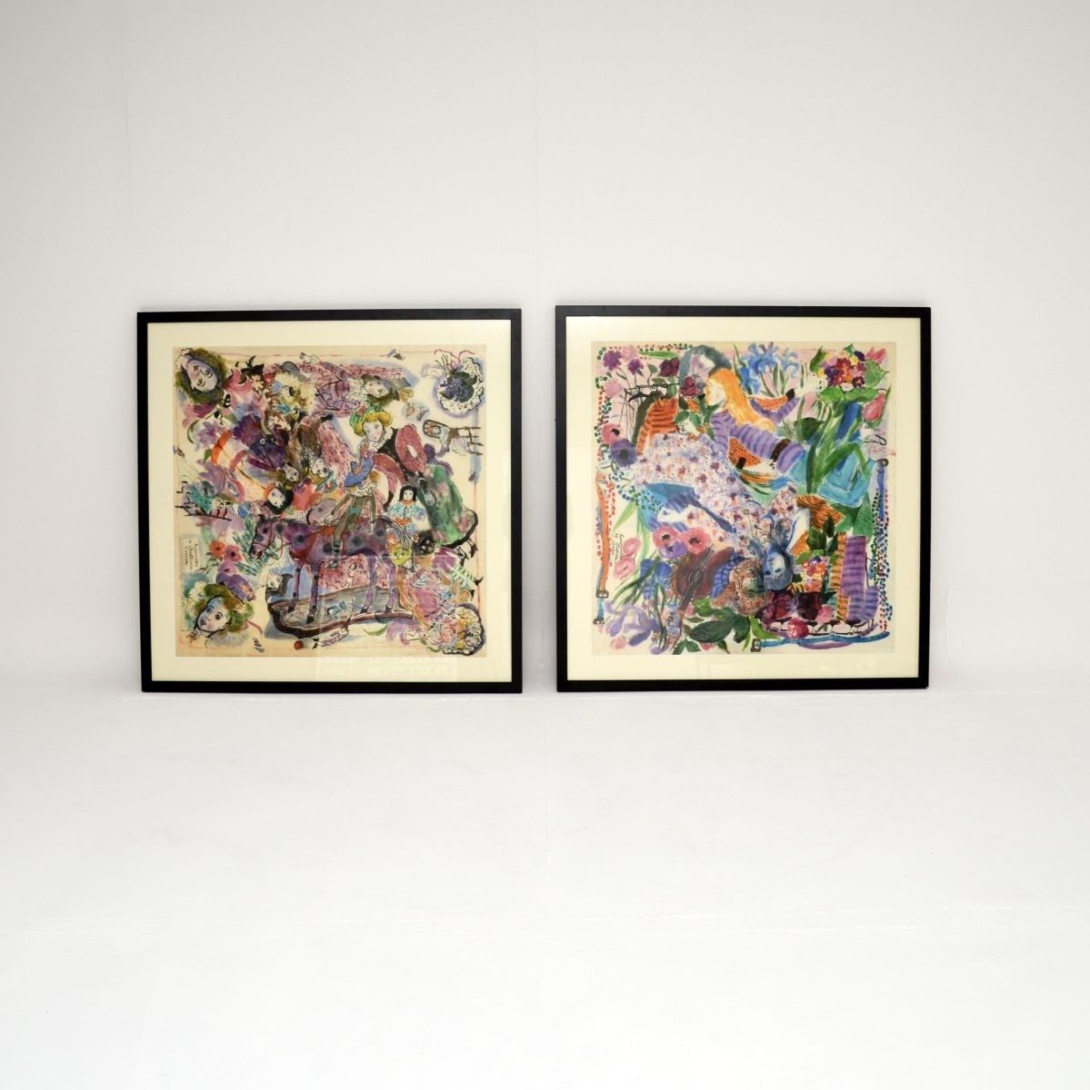 Large Vintage Watercolour Painting By Bettina – Titled: Dolls And Toys – 1973 photo furniture