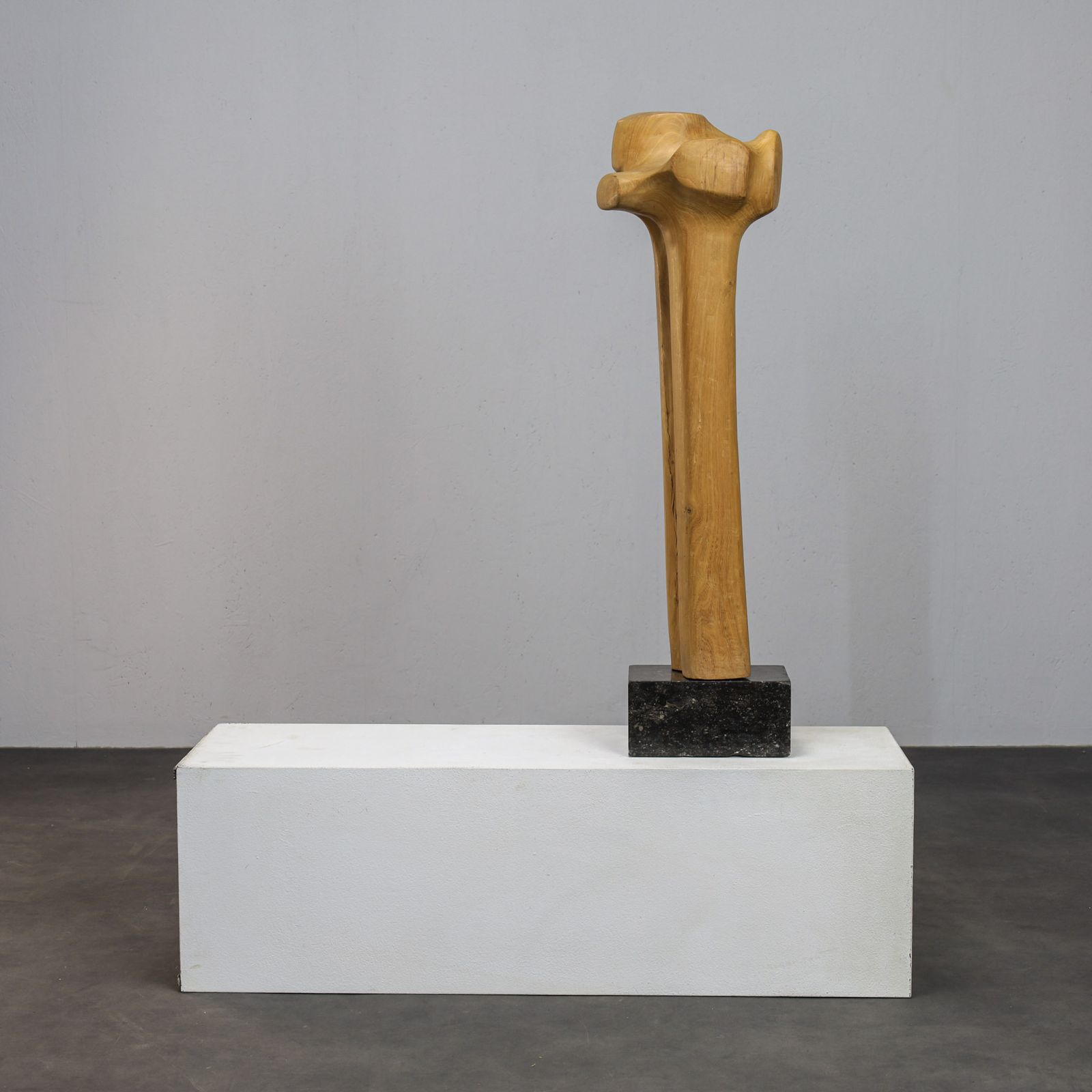 Abstract Biomorphic Sculpture In Carved Wood And Stone, 1970s photo for sale