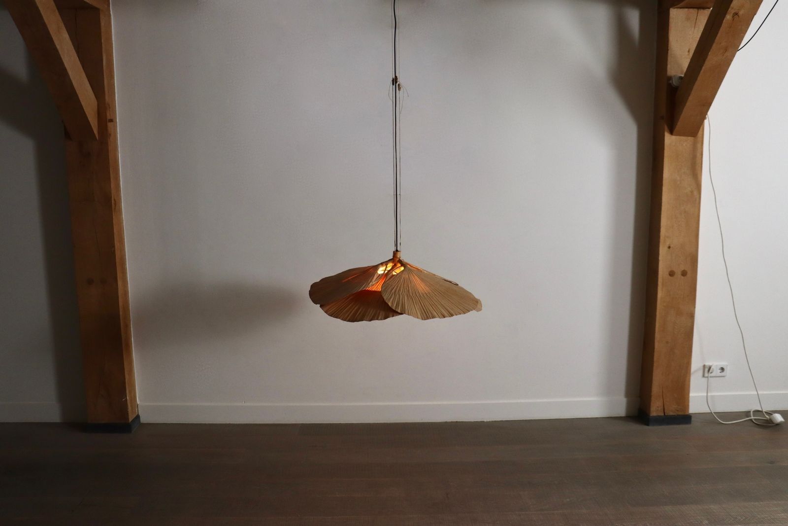 Uchiwa Hana II Chandelier van Ingo Maurer voor Design M, jaren 1970 photo vinterior