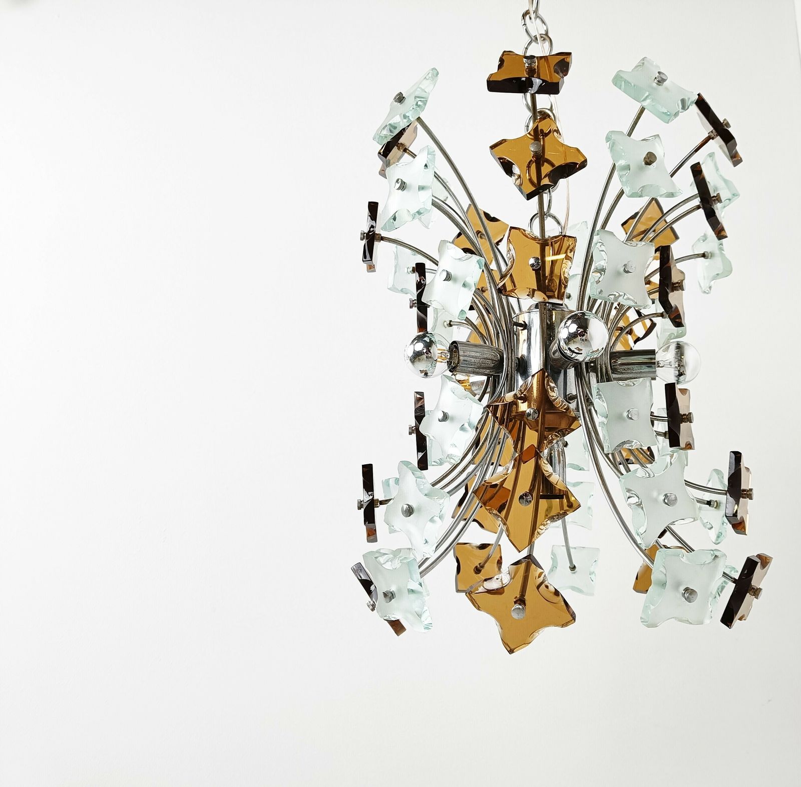 Mid Century Glass Sputnik Chandelier, 1970s photo for sale