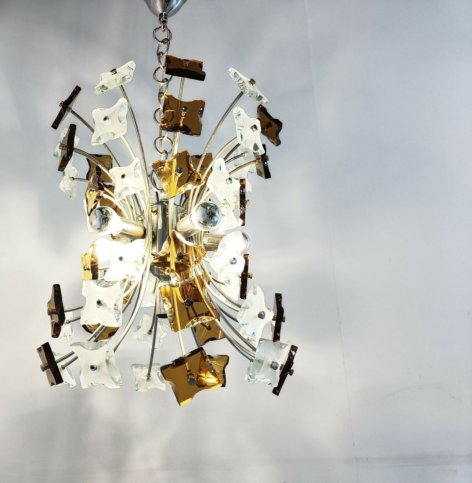 Mid Century Glass Sputnik Chandelier, 1970s photo 750.0