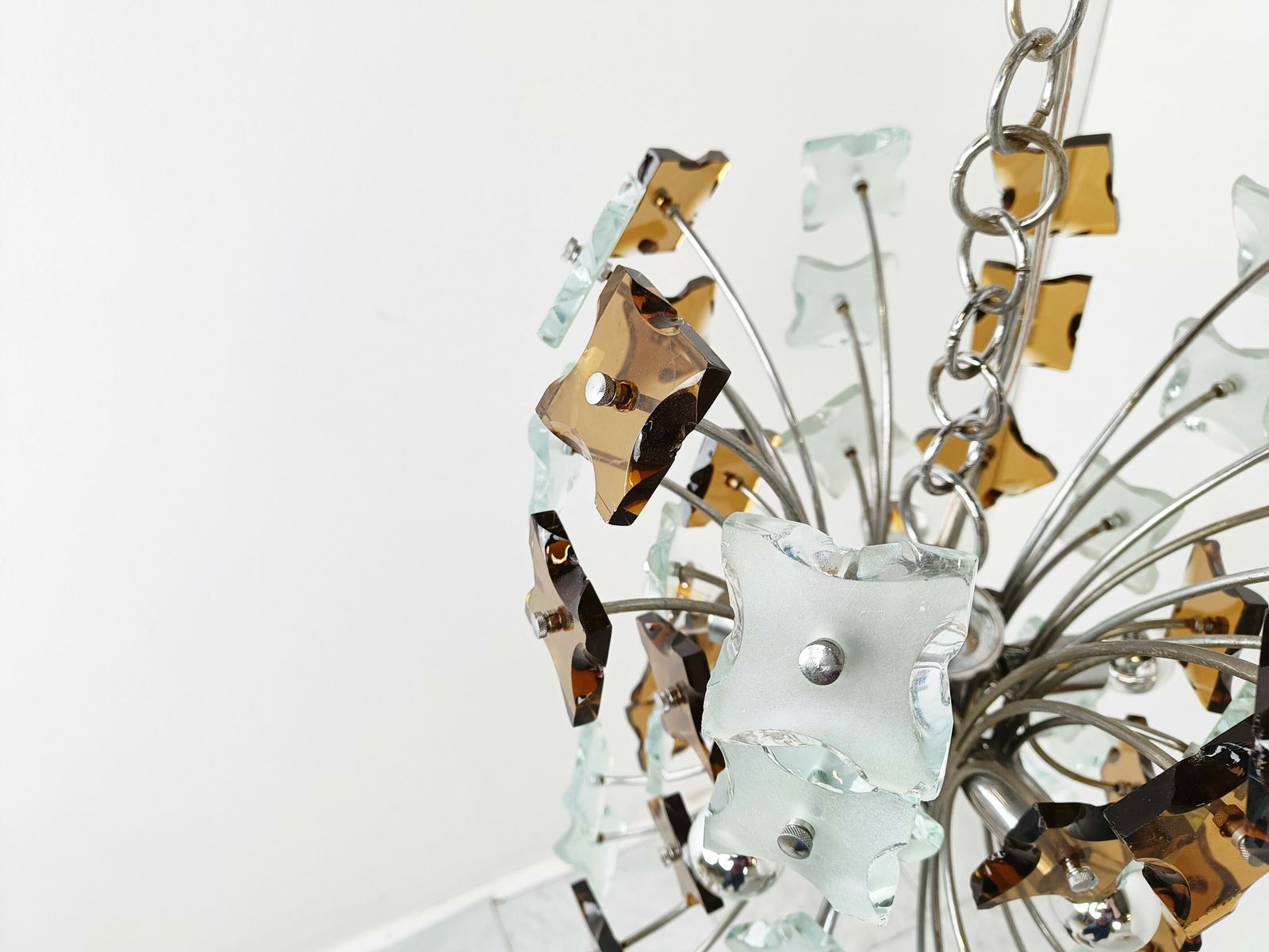 Mid Century Glass Sputnik Chandelier, 1970s photo vinterior