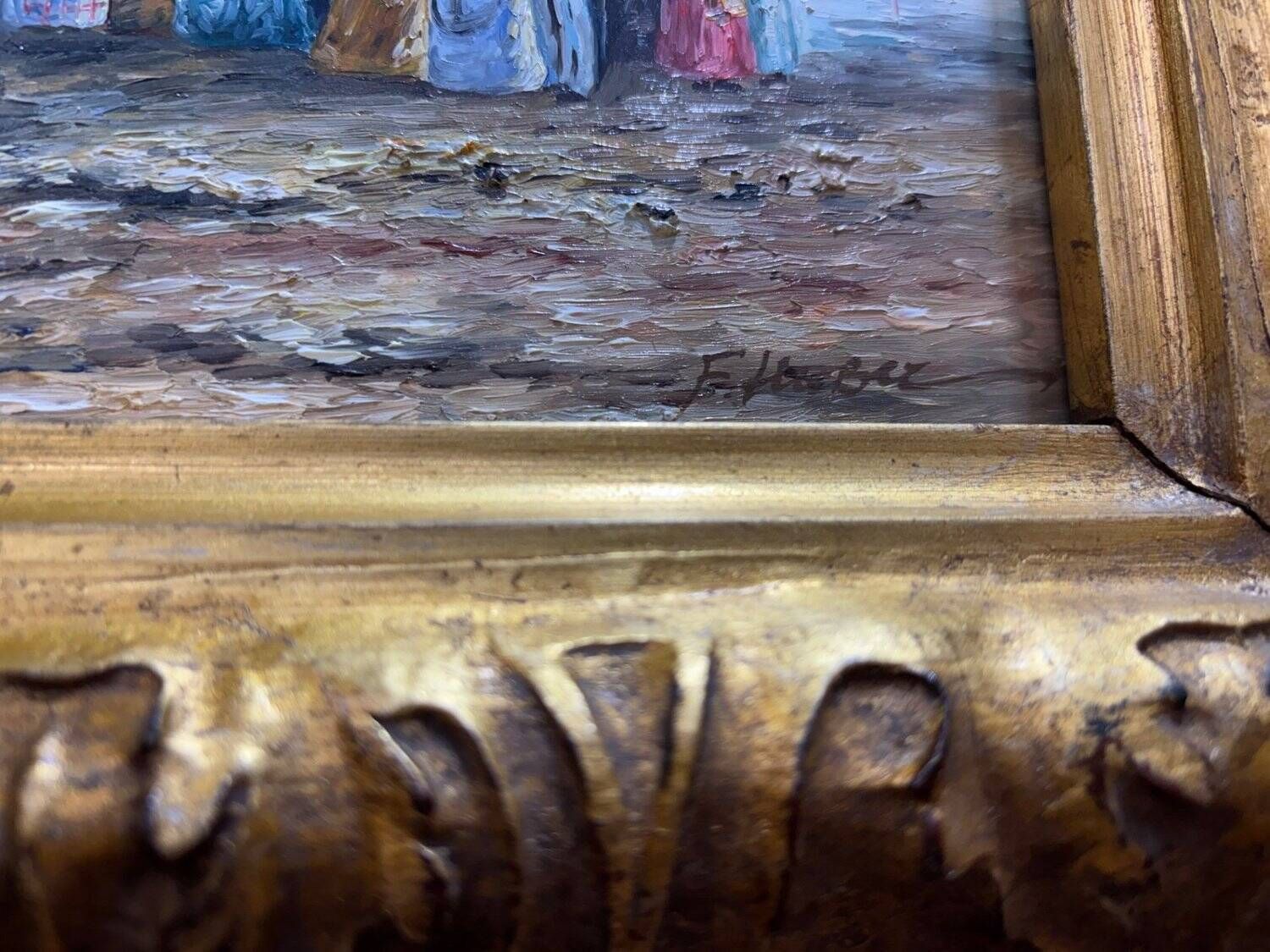 Oil On Panel Beach Scene 19th Century   F. Hubert, Boudin Style photo vinterior