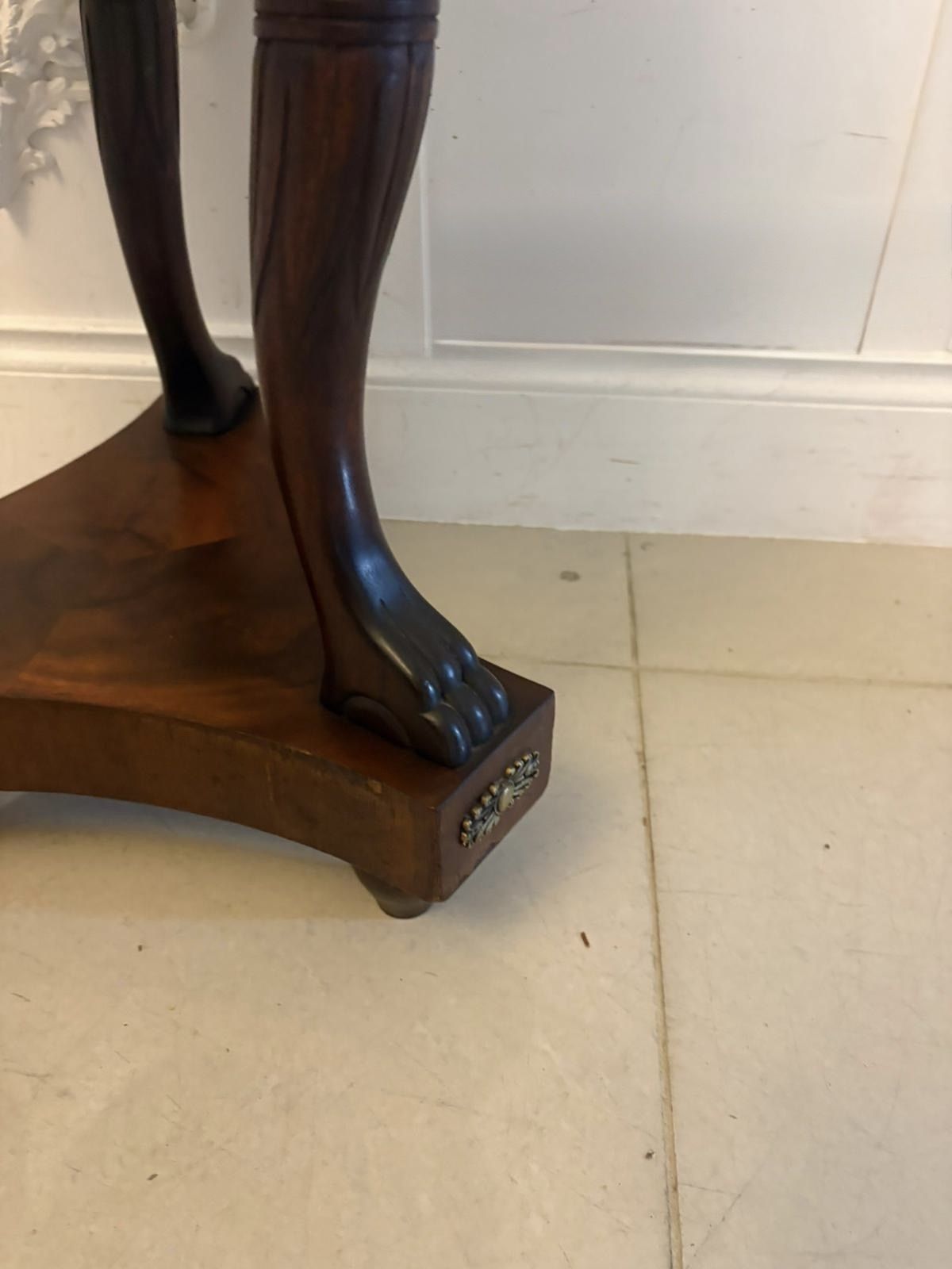 photo vintage Antique 19th Century Specimen Marble Top Centre Table Mahogany Swan Support