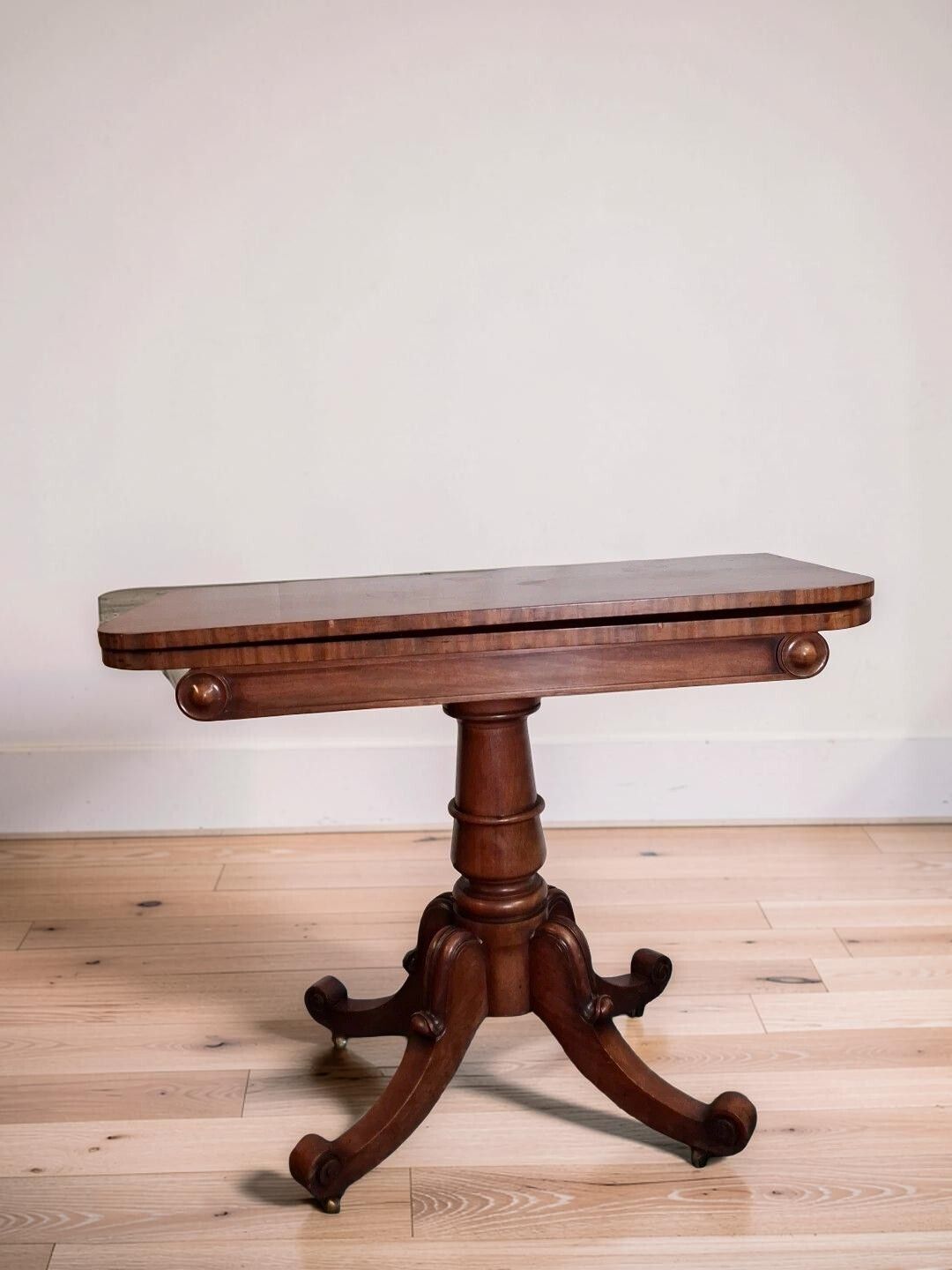 19th Century Antique Mahogany Fold Over Tea Table Or Use For Card Games Table