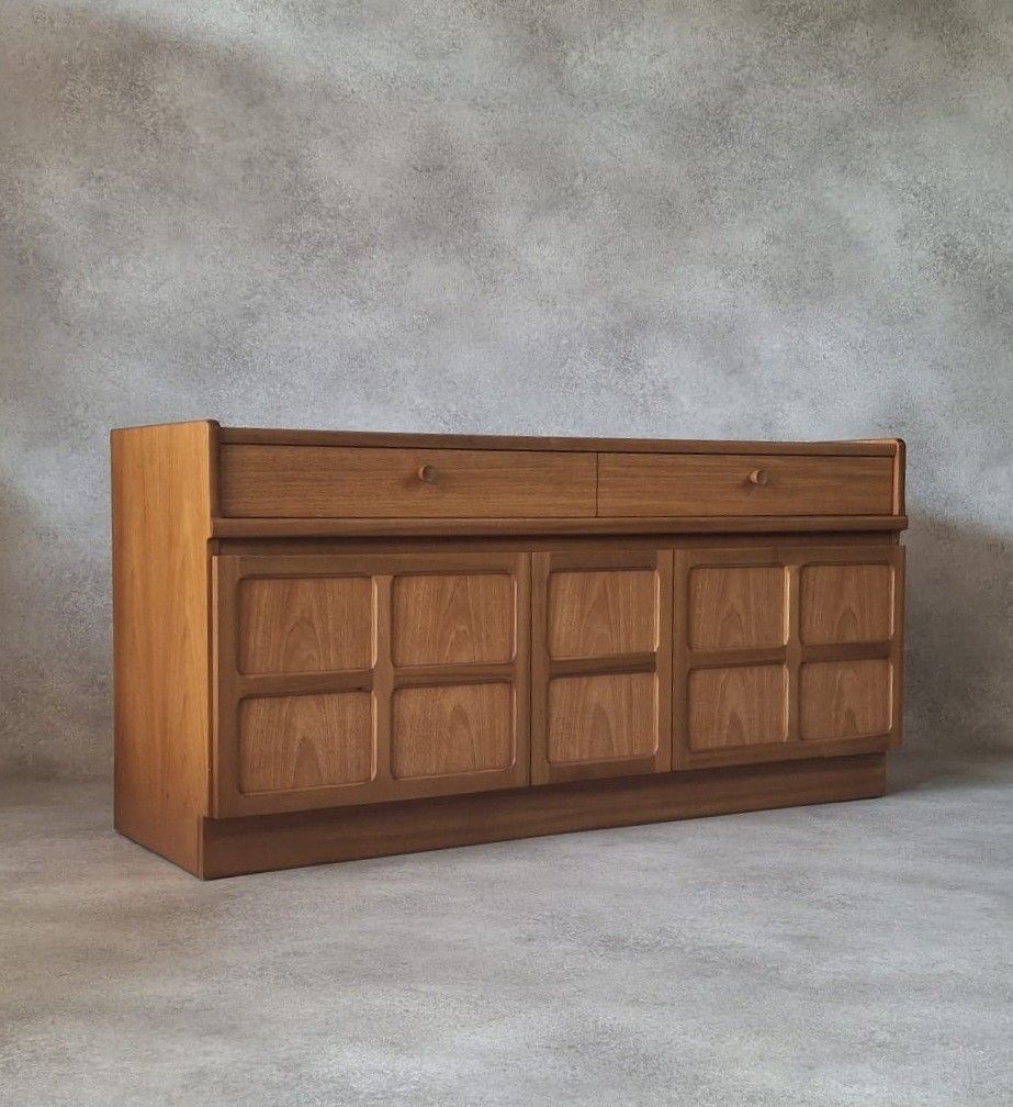 Nathan Furniture Teak Sideboard Record Cabinet / Media Cupboard