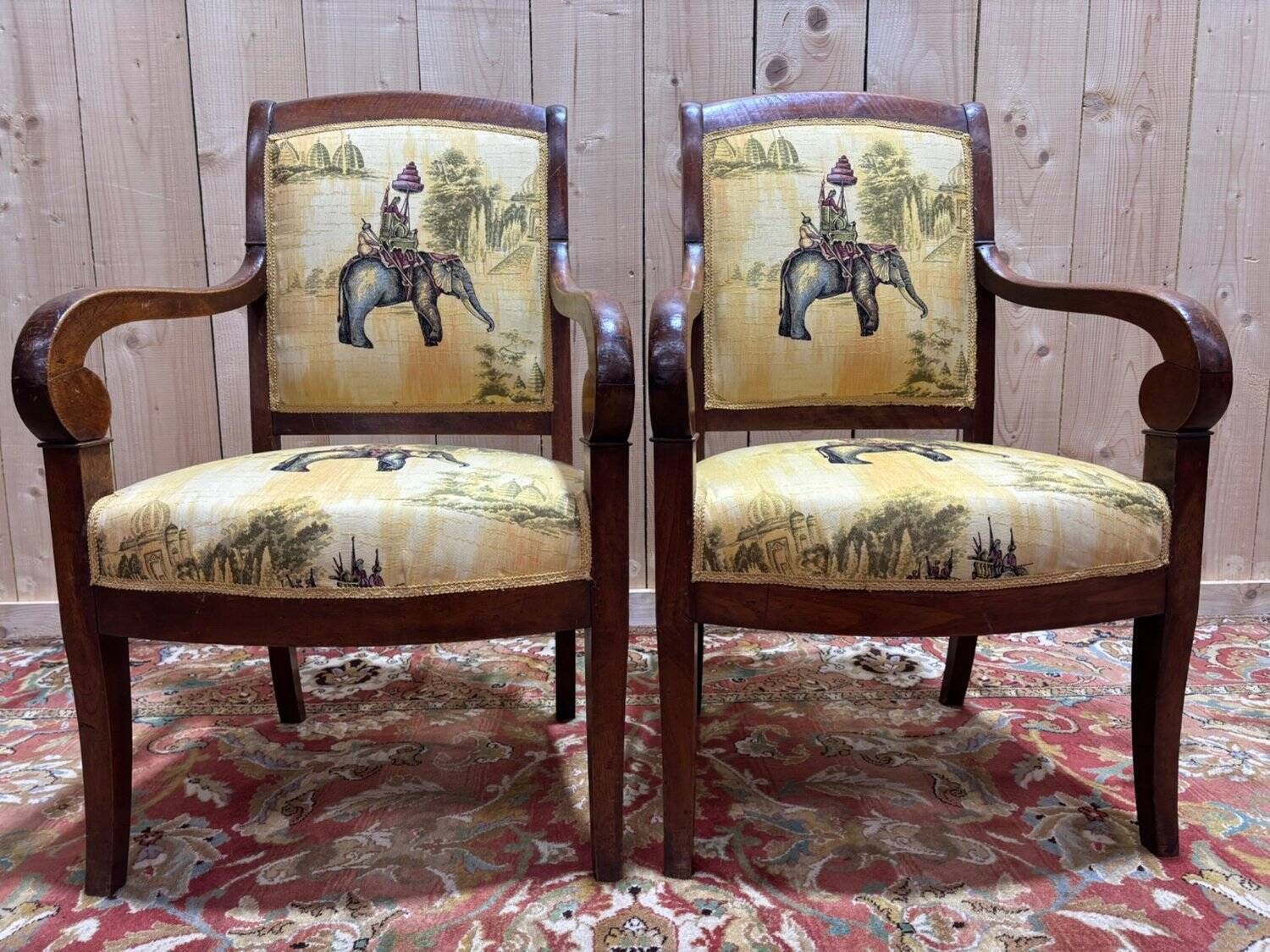 Pair Of 19th Century Armchairs With A Scrolled Back photo furniture