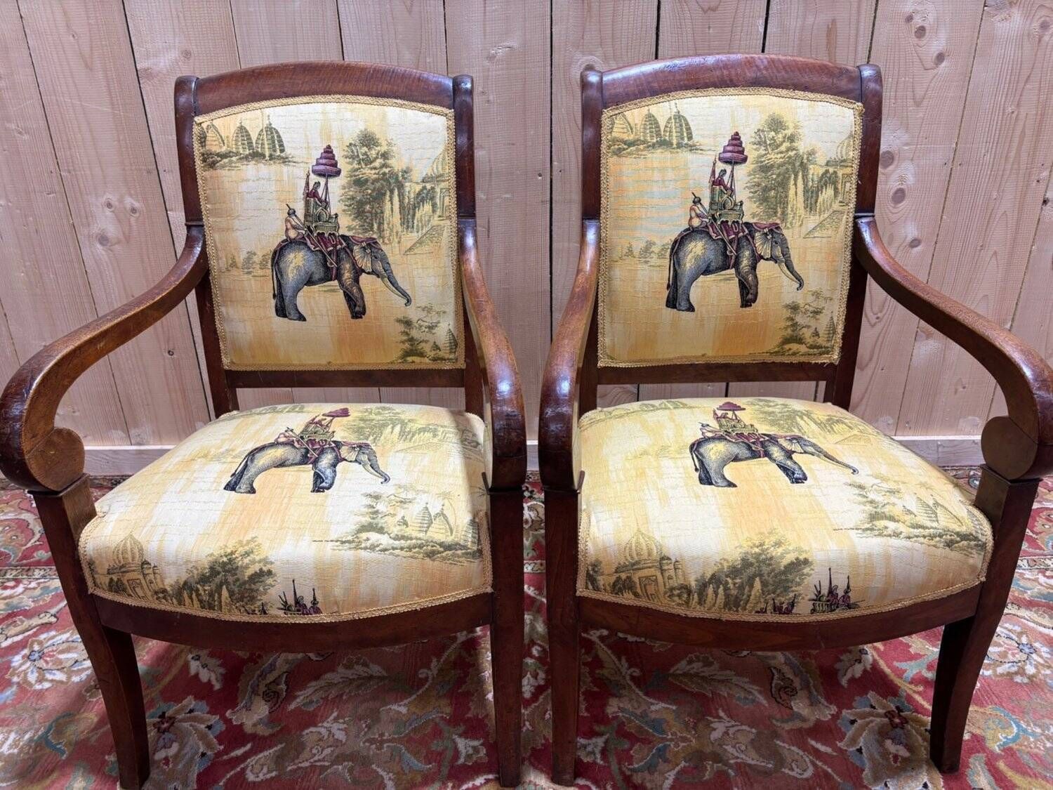 Pair Of 19th Century Armchairs With A Scrolled Back photo for sale