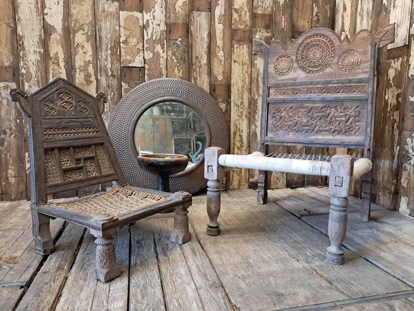 Antique Indian Pidha Chair, Early 20th Century