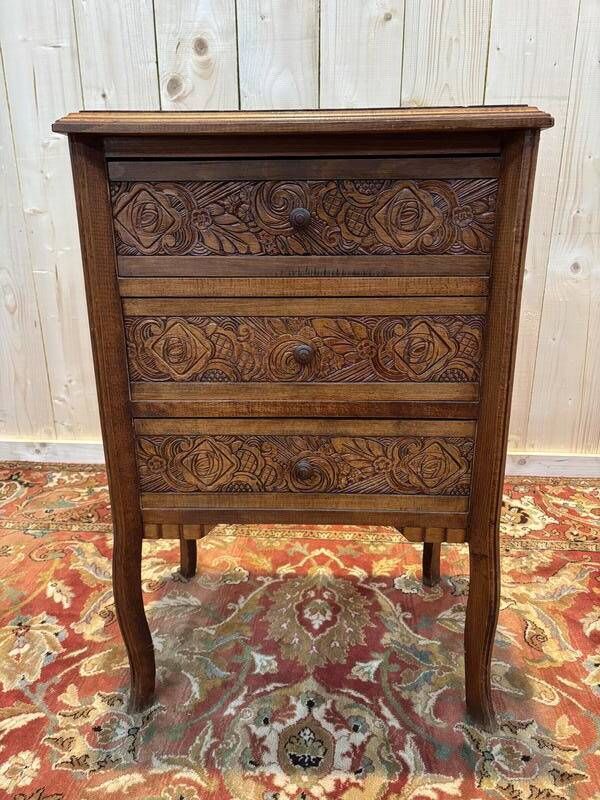 Carved Wooden Chiffonier Chest Of Drawers photo vintage