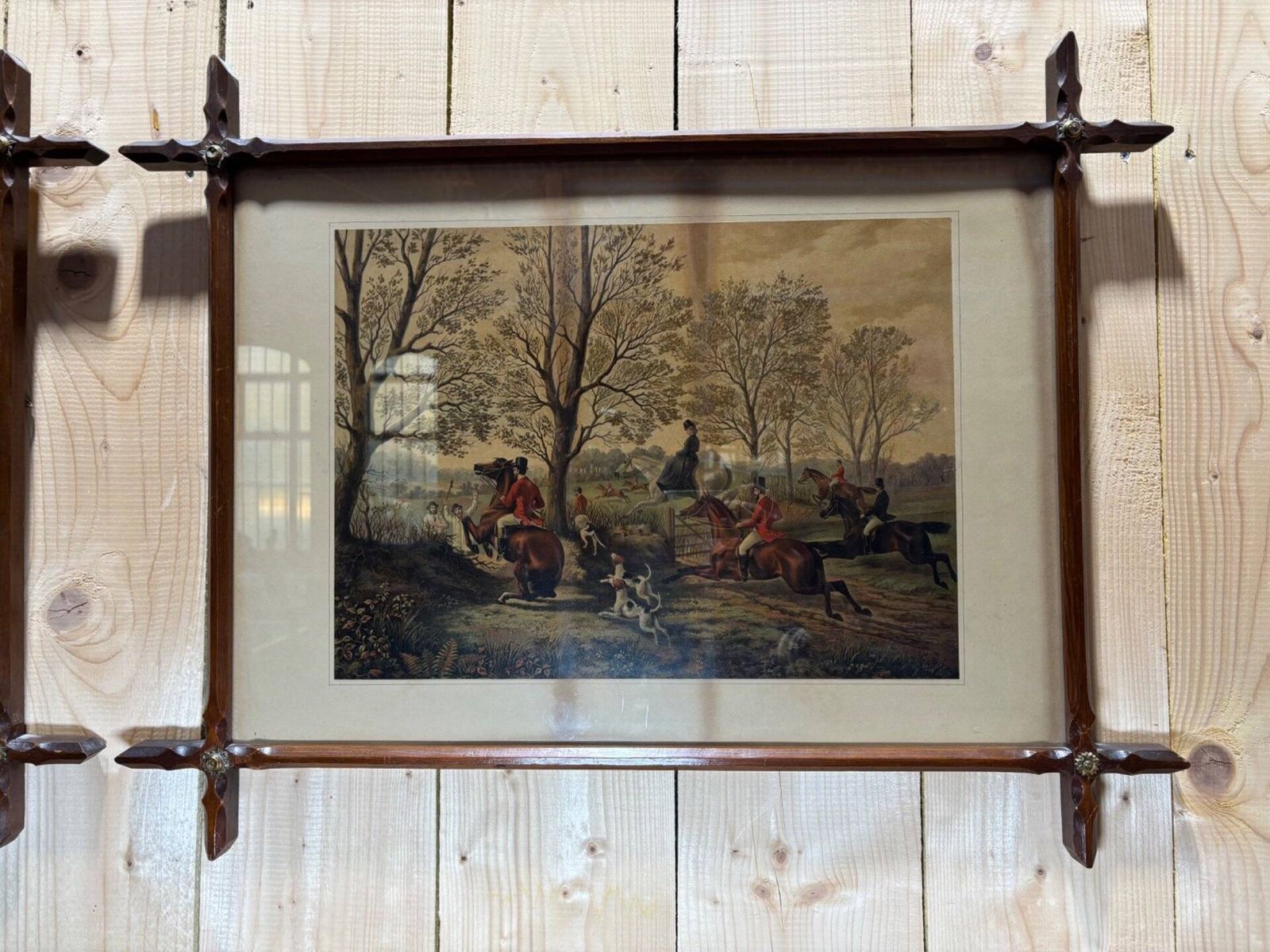 2 Framed Hunting Scenes photo for sale
