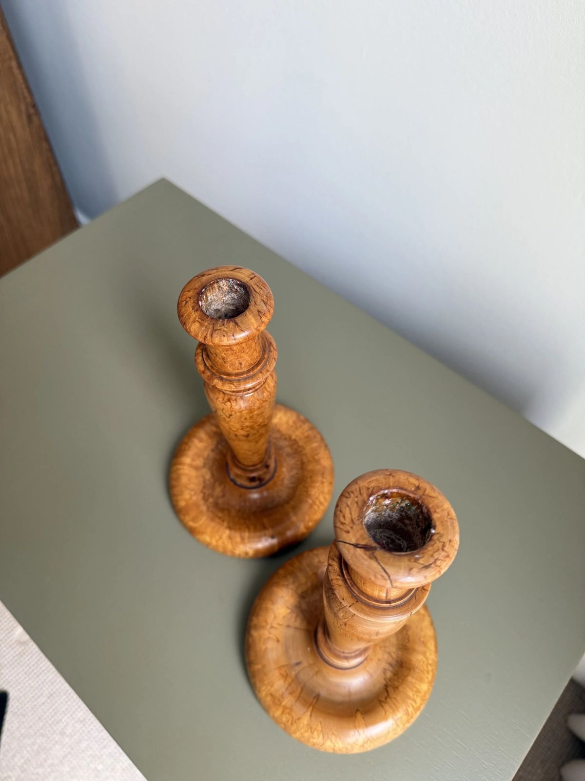 Pair Of 19th Century Swedish Burr Candle Holders photo 400.0