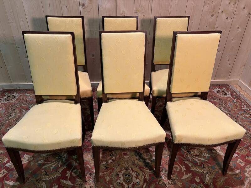 Set Of 6 Mahogany Chairs In The Arbus Style photo for sale