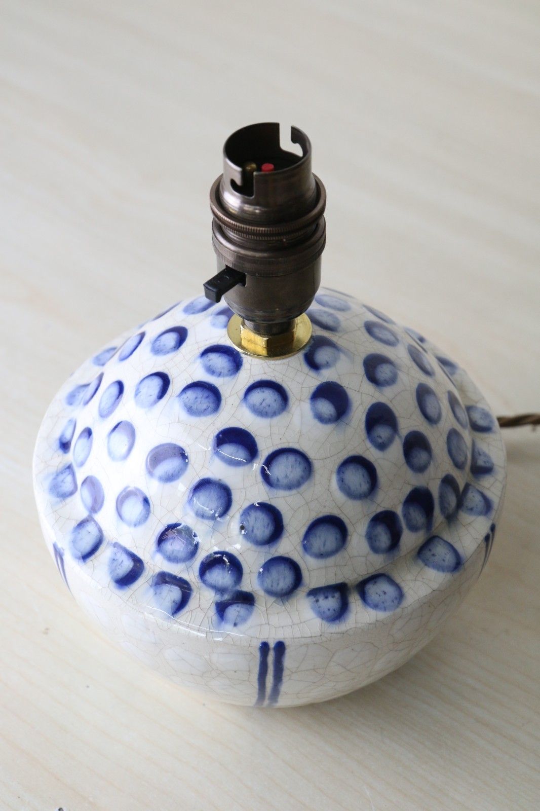 photo vinterior Table Lamp Vintage French Art Pottery Small Blue & White Lamp Early 20th Century