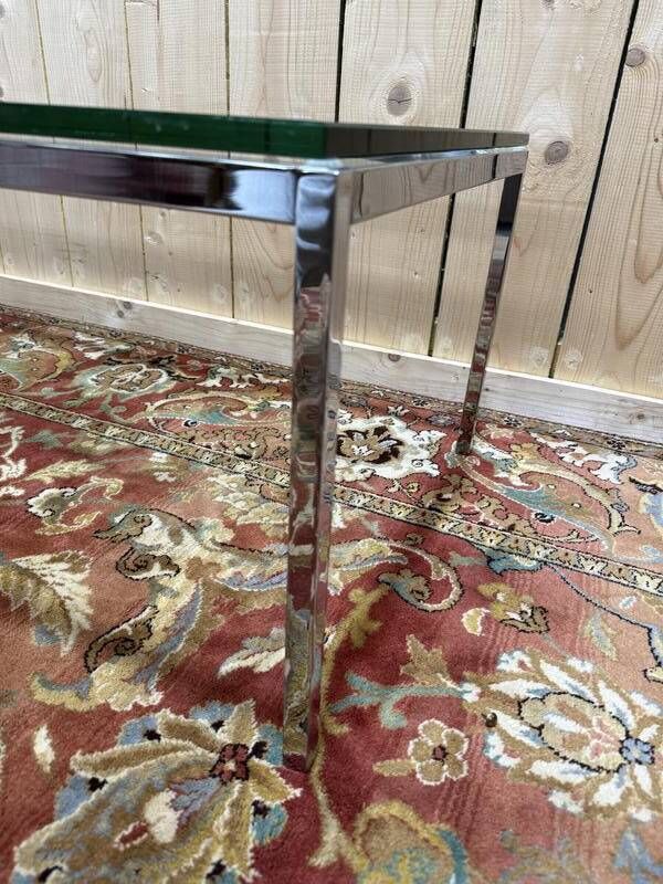 Coffee Table In Chromed Metal And Glass, 1970 photo for sale