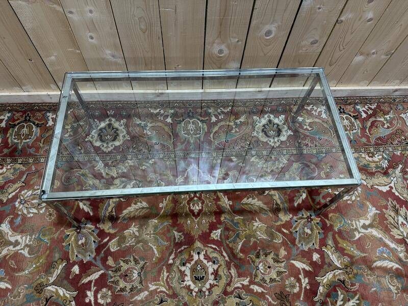 Coffee Table In Chromed Metal And Glass, 1970 photo vinterior
