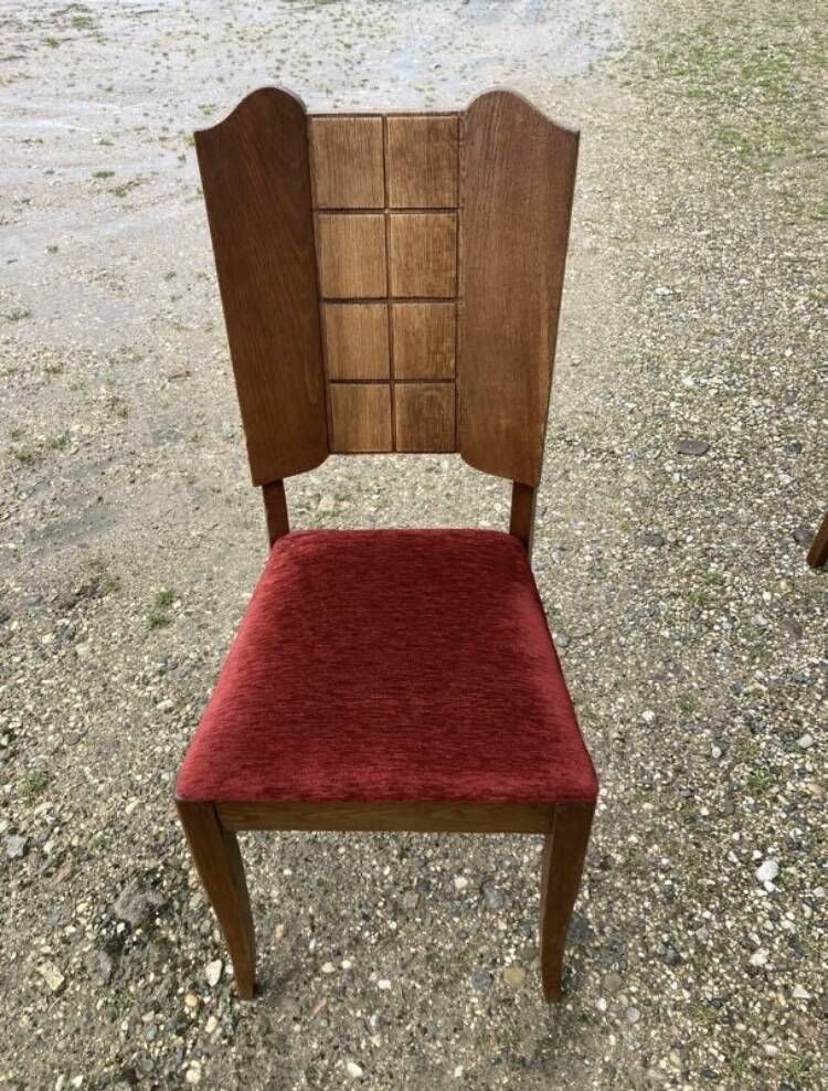 6 Art Deco Chairs With Red Velvet Seat photo vinterior