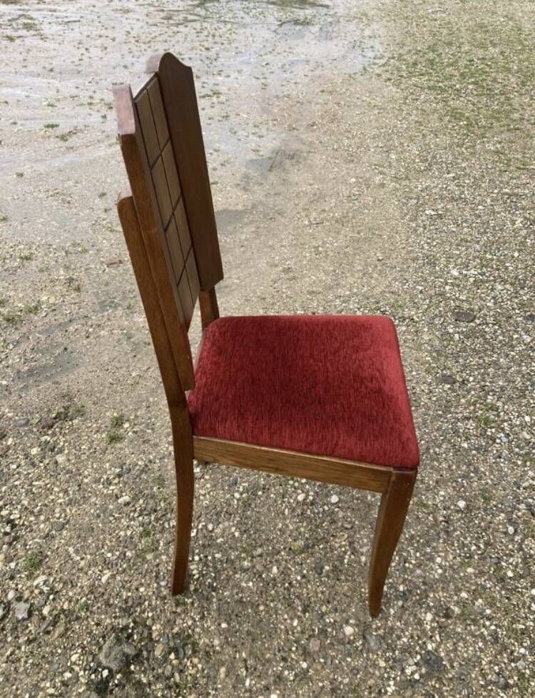 6 Art Deco Chairs With Red Velvet Seat photo buy