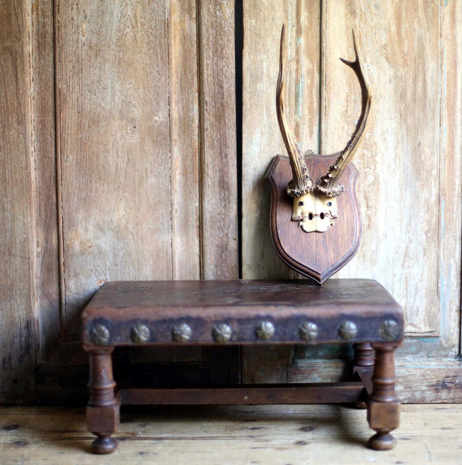 French Antique Foot Stool Cuir De Cordoue Wood And Leather Footstool photo buy