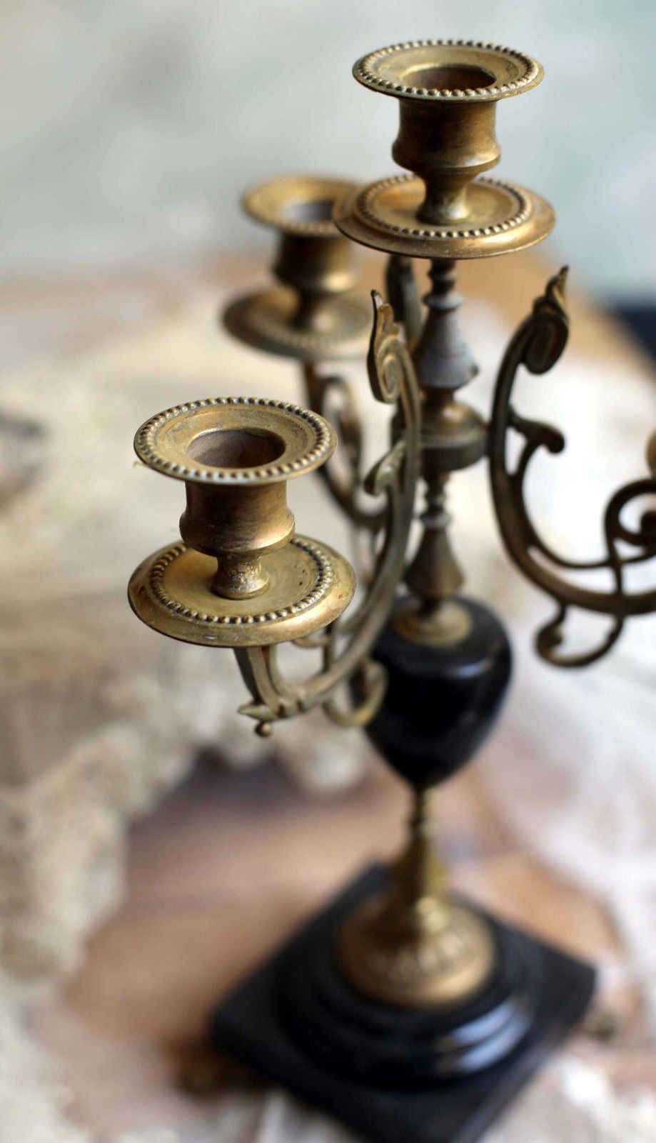 Pair Of Antique French Ormolu & Marble Candelabras Bronze Art Nouveau Candleholders photo 258.0