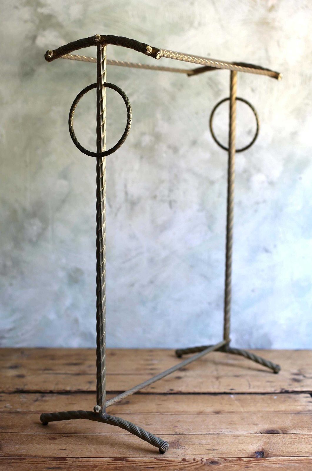 Furniture Antique Italian Gilt Rope Twist Towel Rail Stand Mid Century photo
