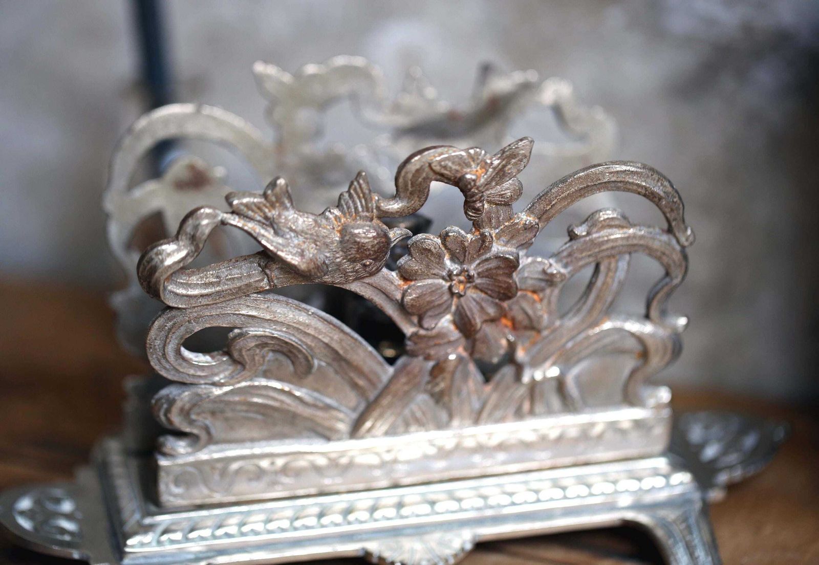 Antique Letter Rack Art Nouveau French Paper Holder Desk Ornament photo vintage