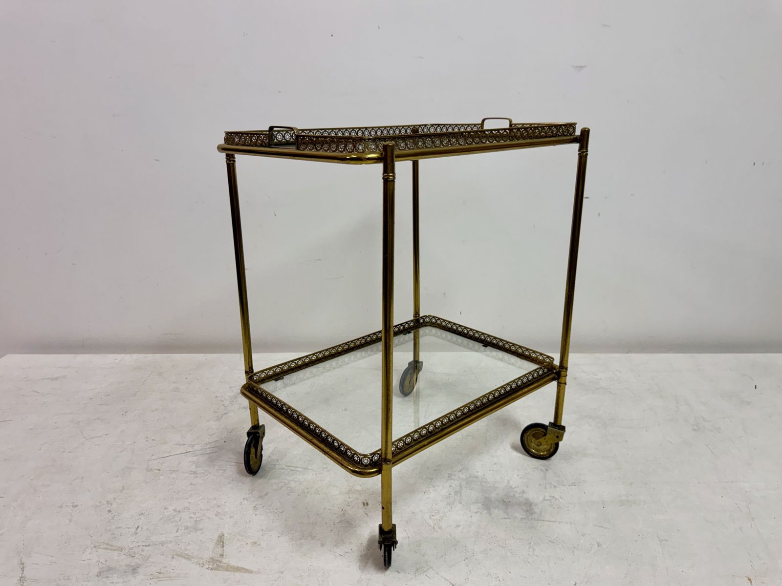 photo buy 1960s French Brass Drinks Trolley Or Bar Cart