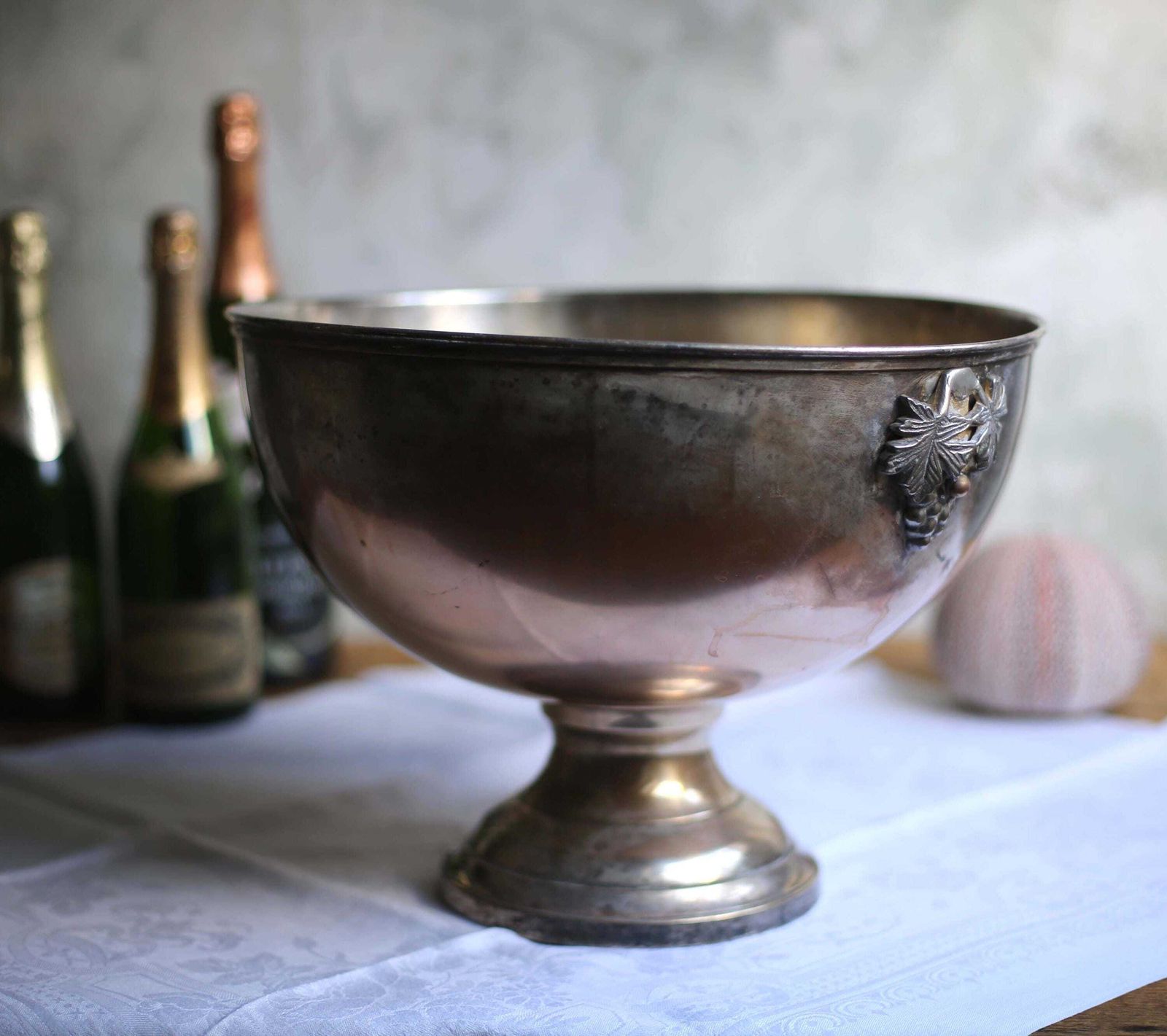 Large Antique Bricout Champagne Bath Silver Plate Ice Bucket French Wine Cooler photo buy
