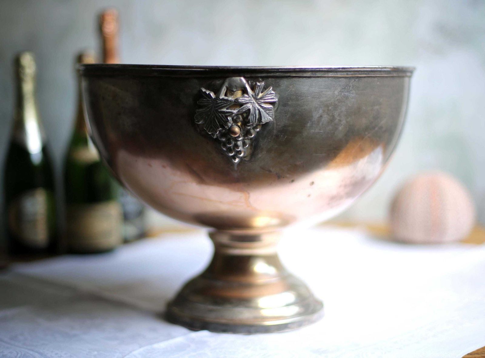 photo for sale Large Antique Bricout Champagne Bath Silver Plate Ice Bucket French Wine Cooler
