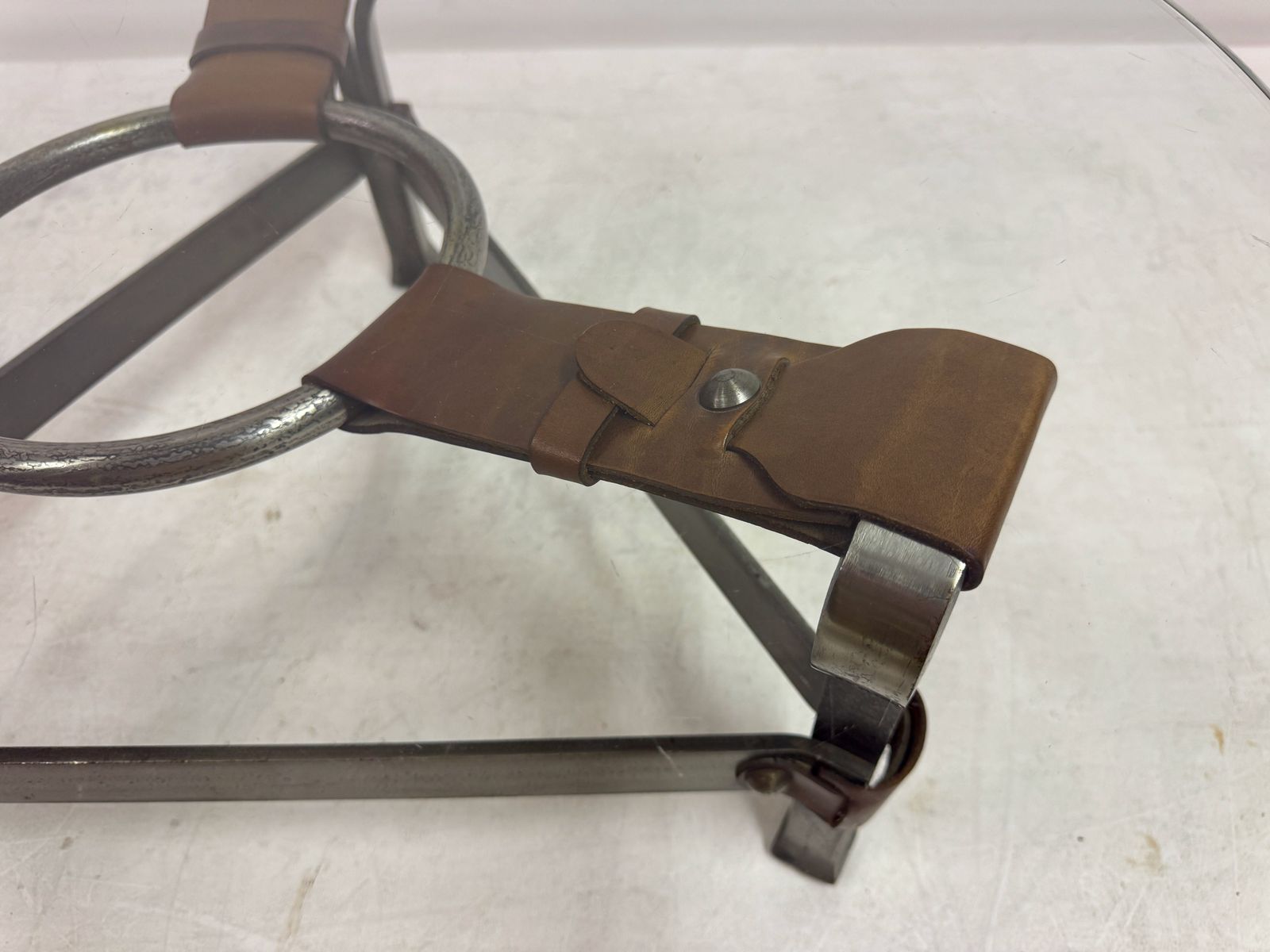 1960s Wrought Iron And Leather Coffee Table By Jean Pierre Ryckaert photo 1675.0