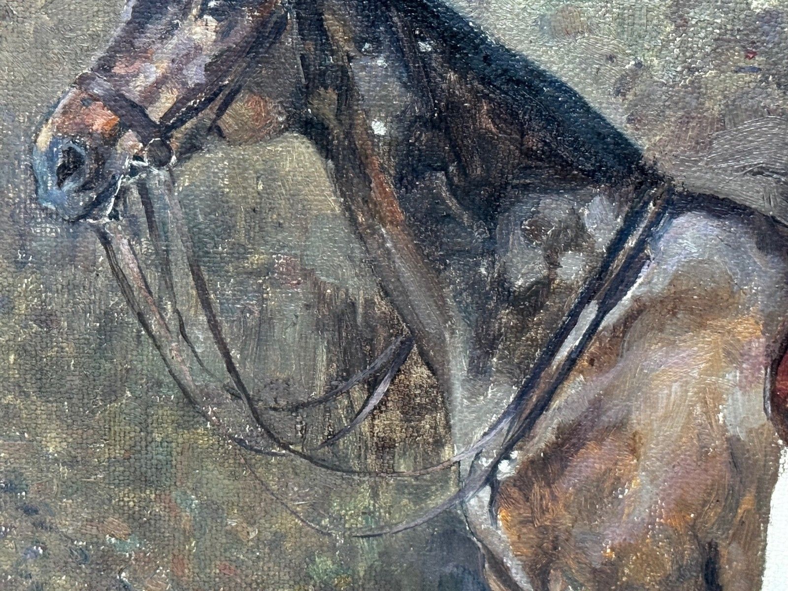 photo vintage Early 20th Century Oil Painting Kitty Bay Hunter Mare Of The Chiddingfold, Leconfield & Cowdray Hunt Stables Signed By Murray Mcneel Caird Urquhart