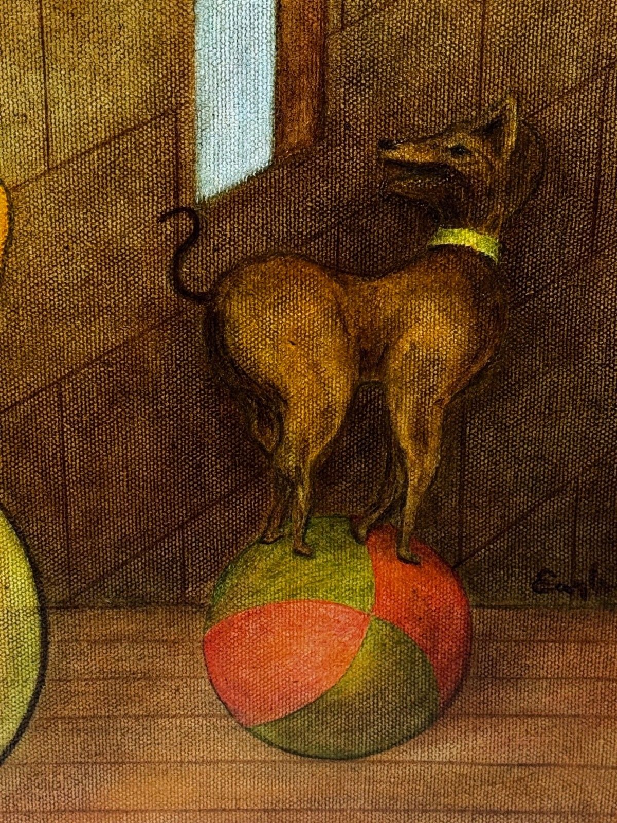 Mid Century Circus Cyclist - Lyrisch Surrealisme in de stijl van Paul Delvaux, ca. 1966 photo Kunst