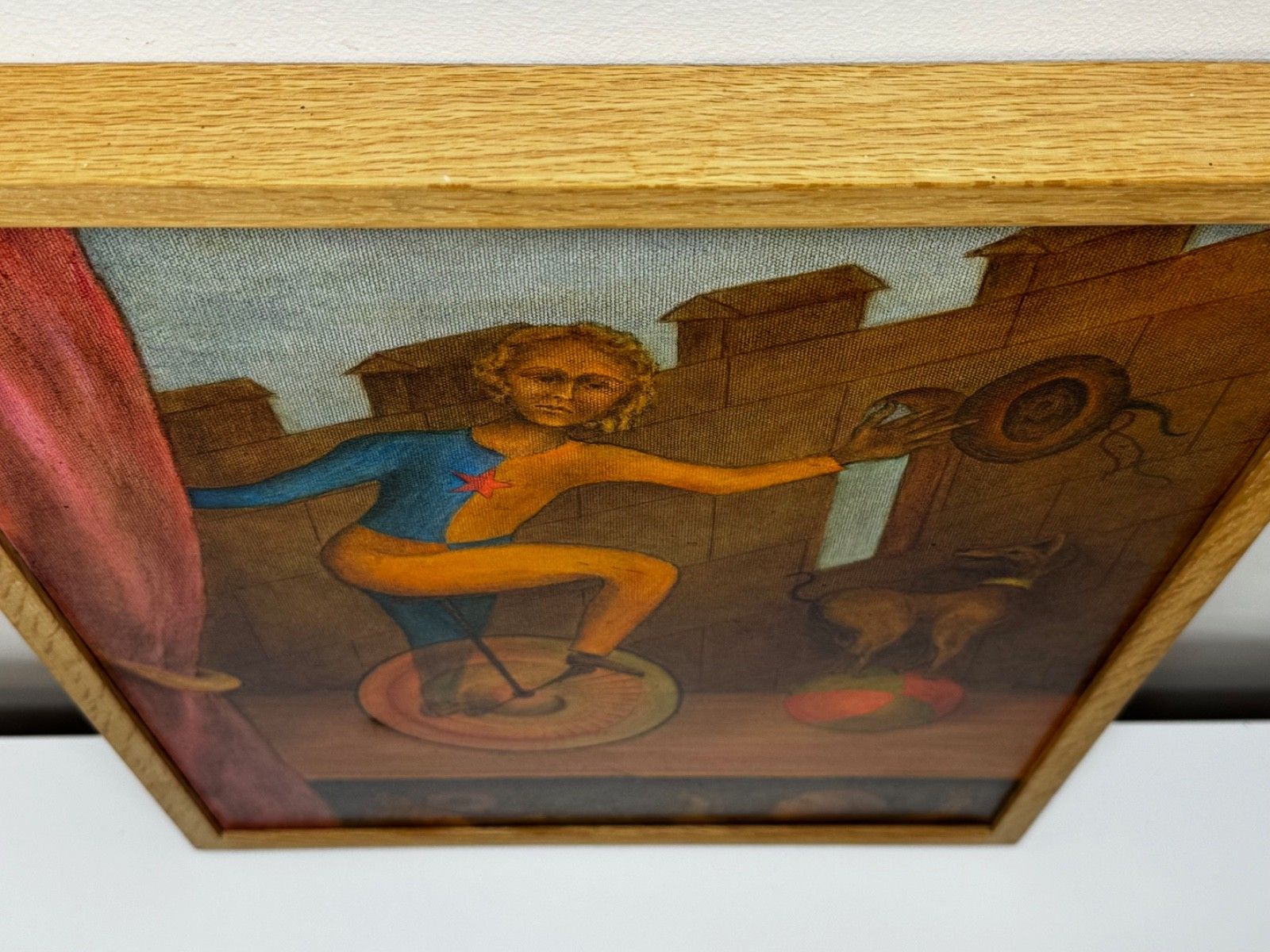 photo for sale Mid Century Circus Cyclist - Lyrisch Surrealisme in de stijl van Paul Delvaux, ca. 1966