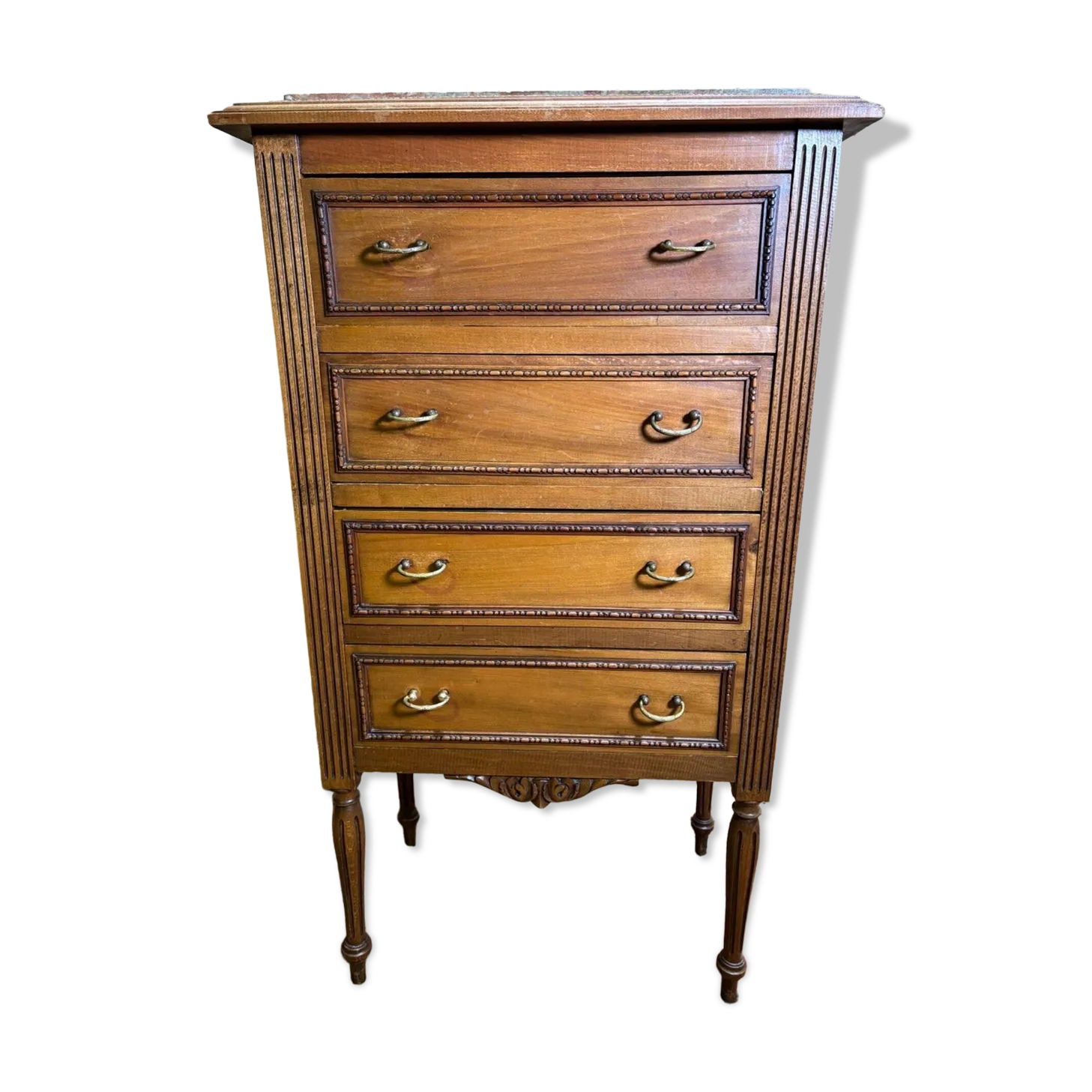 Louis XVI Style Molded And Carved Walnut Chest Of Drawers