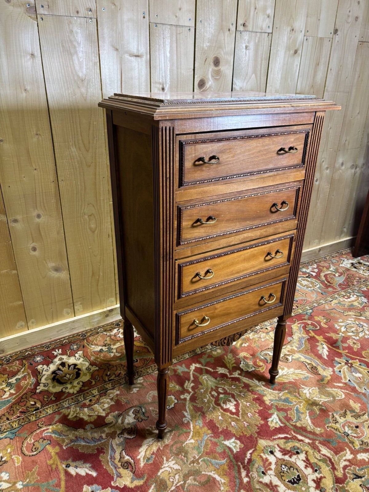 Furniture Louis XVI Style Molded And Carved Walnut Chest Of Drawers photo