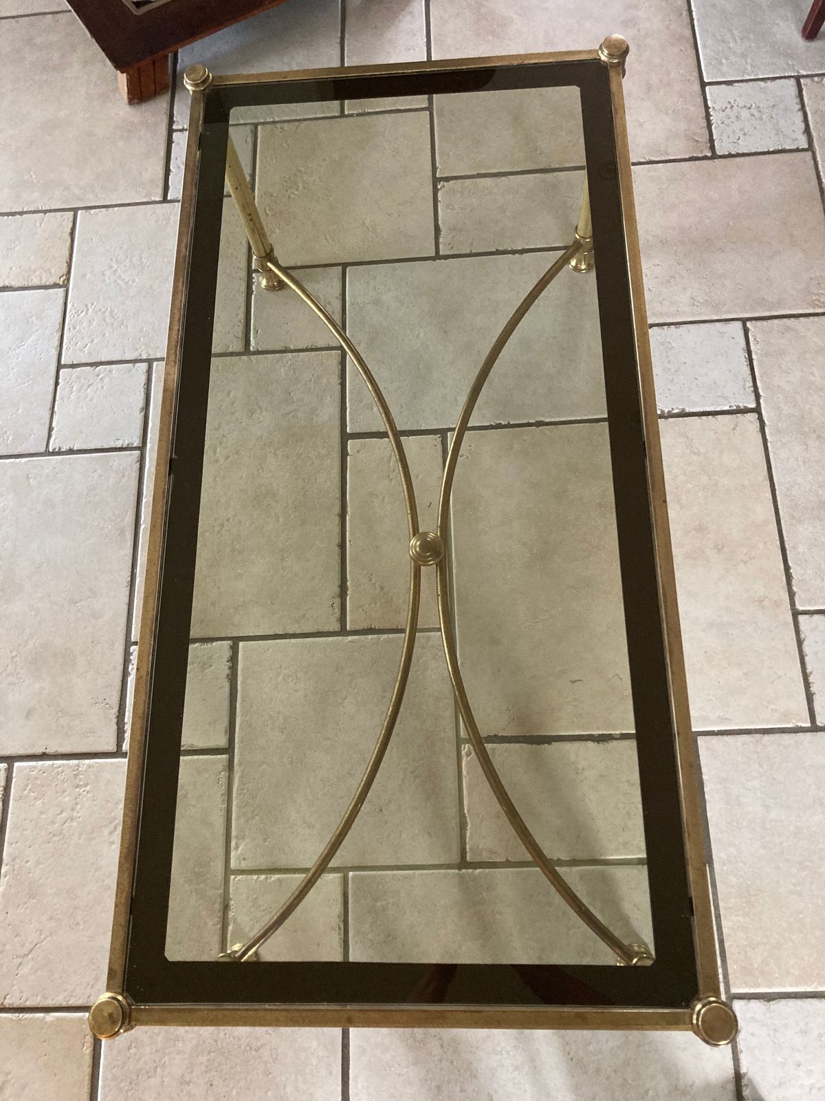 Coffee Table In Glass And Gold Metal photo 225.0