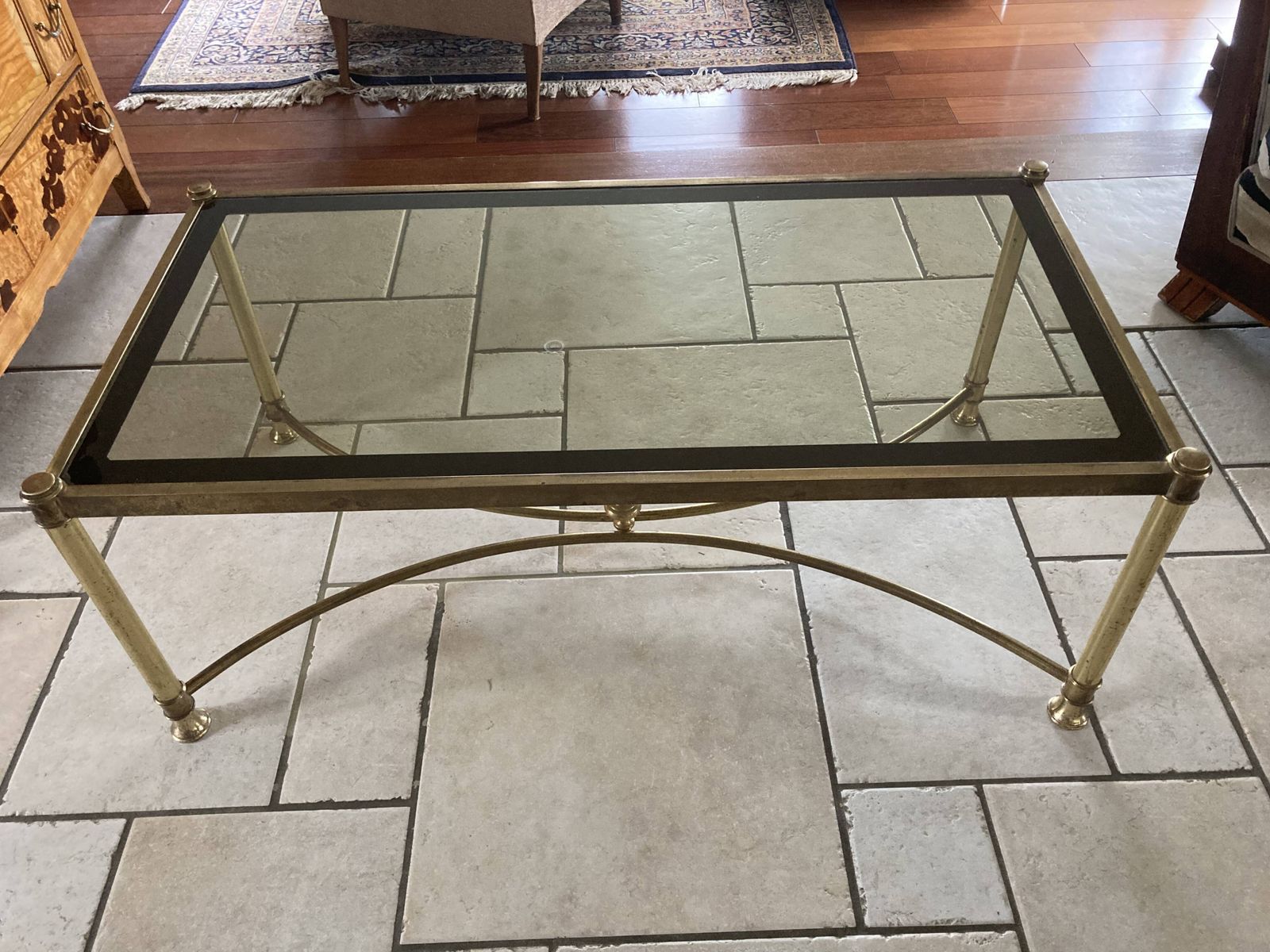 Coffee Table In Glass And Gold Metal photo vintage