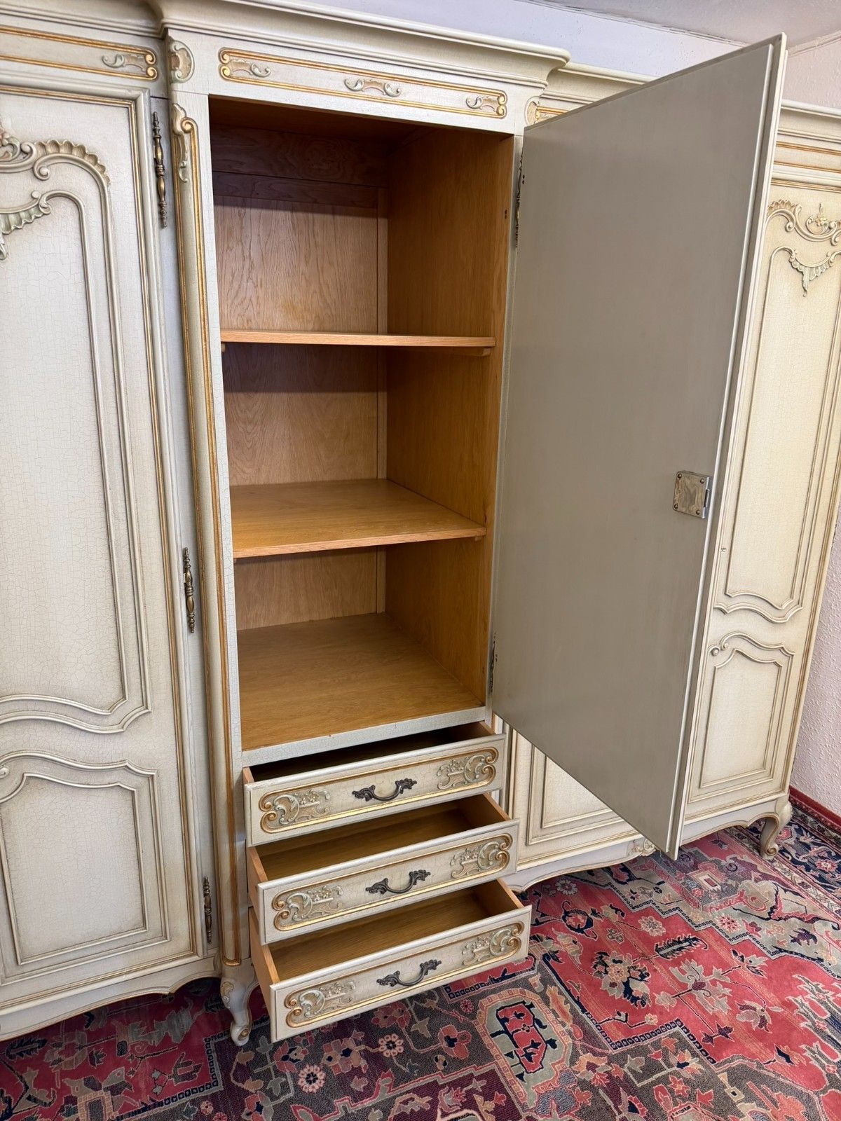 photo for sale Stunning French Rococo Style Five Door Carved Armoire/Wardrobe