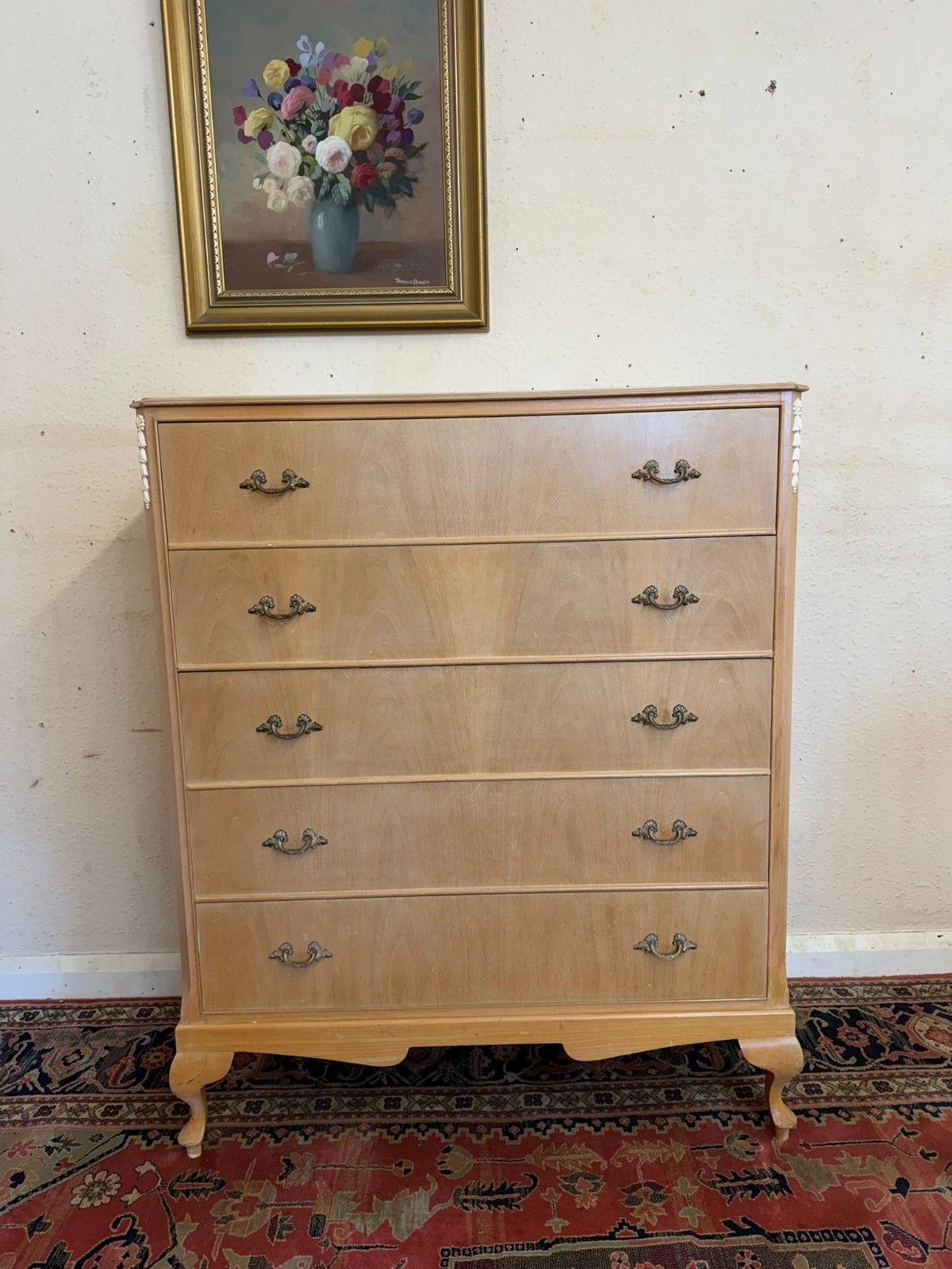 Bleached Walnut Chest Of Five Drawers Circa 1940 photo 275.0