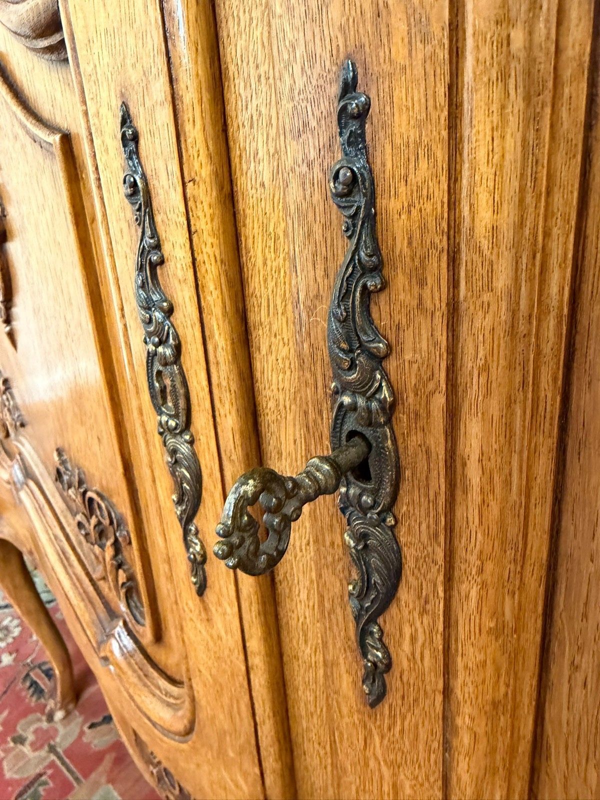 photo buy Antique French Shaped Carved Oak Four Door Enfilade/Credenza Circa 1930