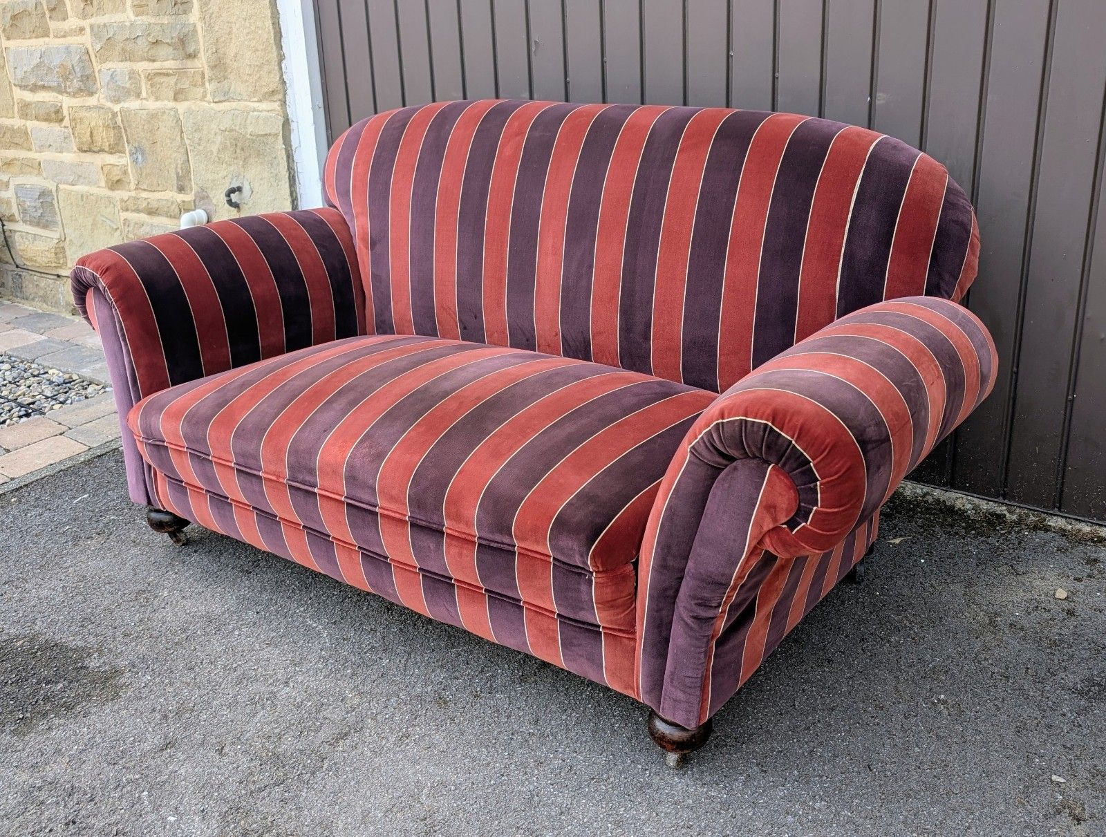 Vintage Drop Arm End Small Two Seater Sofa Chaise Longue