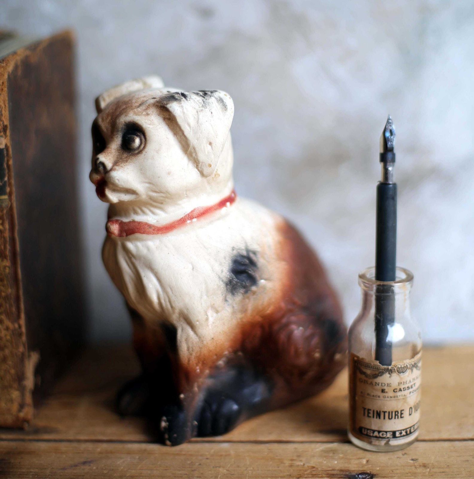 Antique French Plaster Dog Money Box Collectible Breakable Coin Bank photo buy