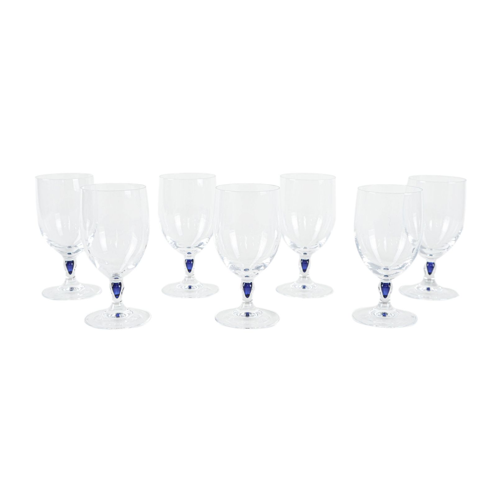 The Set Of Venise Saphir Glasses, French Design, 1970s, Manufactured By Cristal D'arques