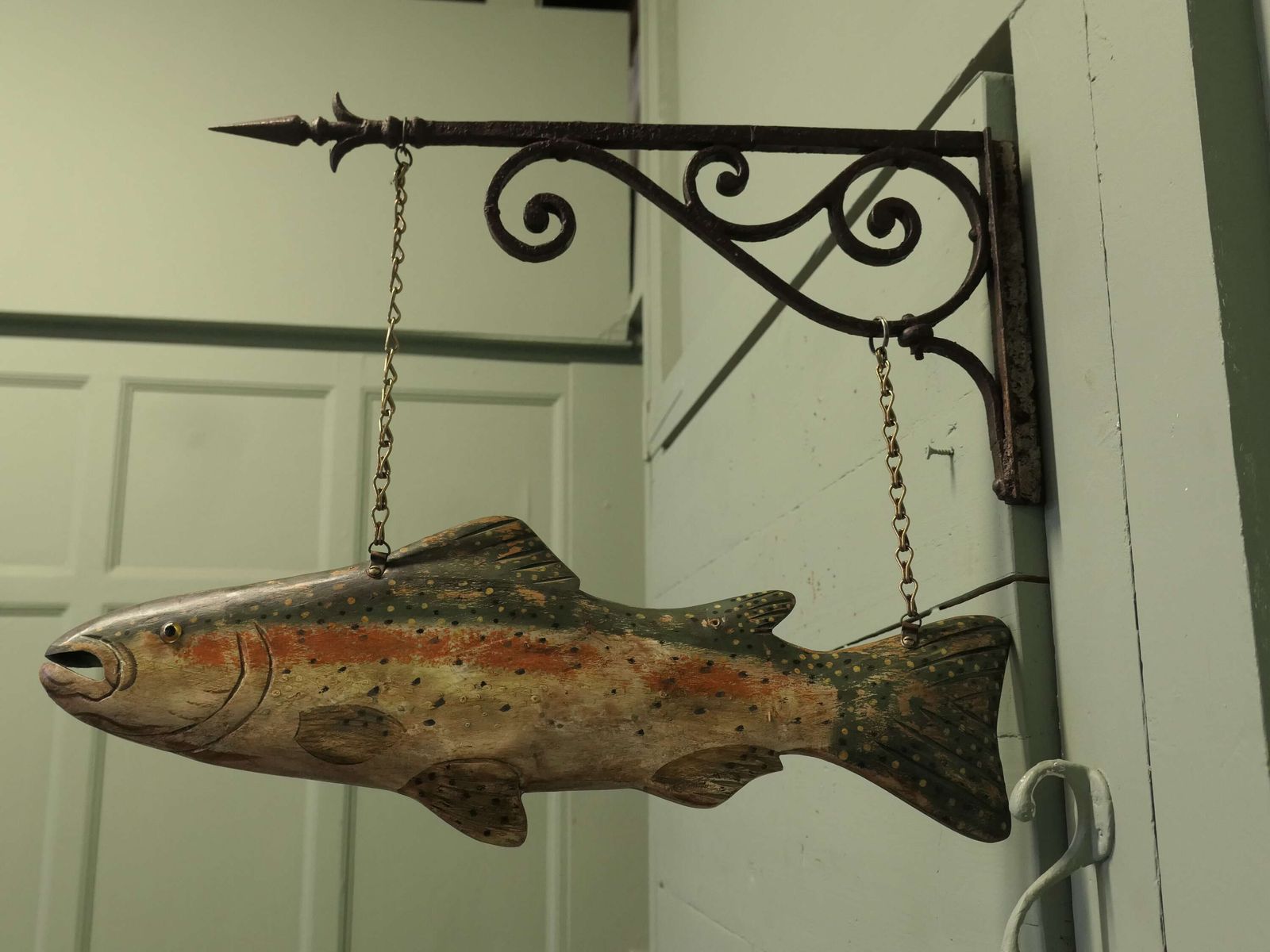 Fish Trade Sign, Rainbow Trout, Fishing Bait And Equipment This Is An Lovely Old Sign