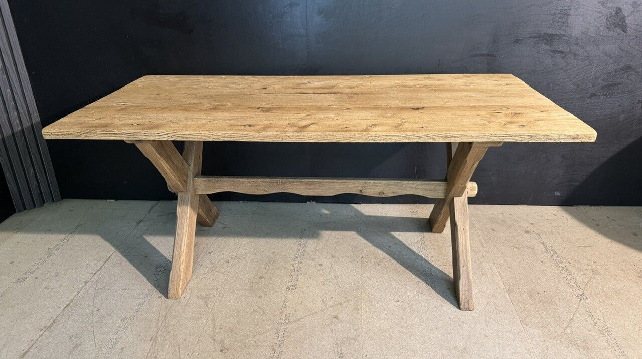 X Legs French Oak Farmhouse Dining Table photo Furniture