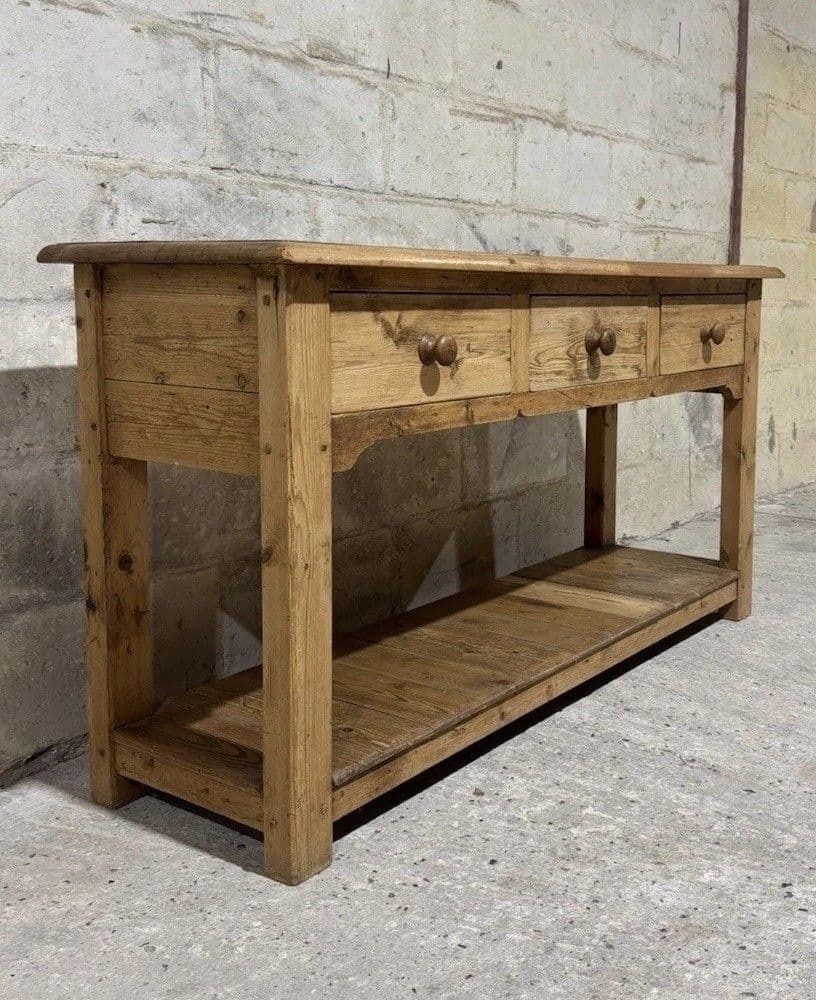 Vintage Antique Style Solid Pine Sideboard Console Hall Side Table Pot Shelf photo for sale